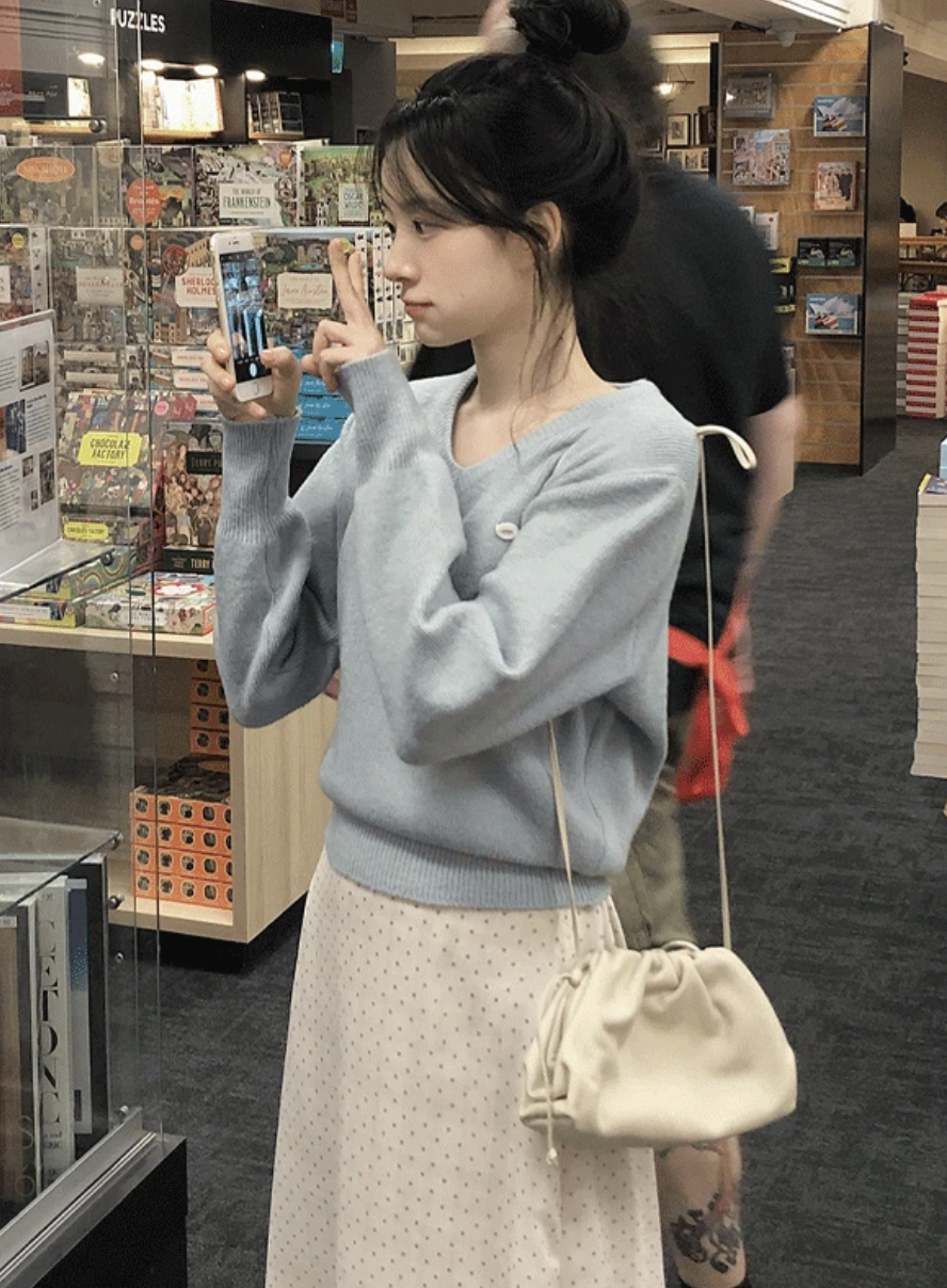 預訂｜SLOWAND #SLOWMADE 伯爵灰點點拼接裙 (One Color)