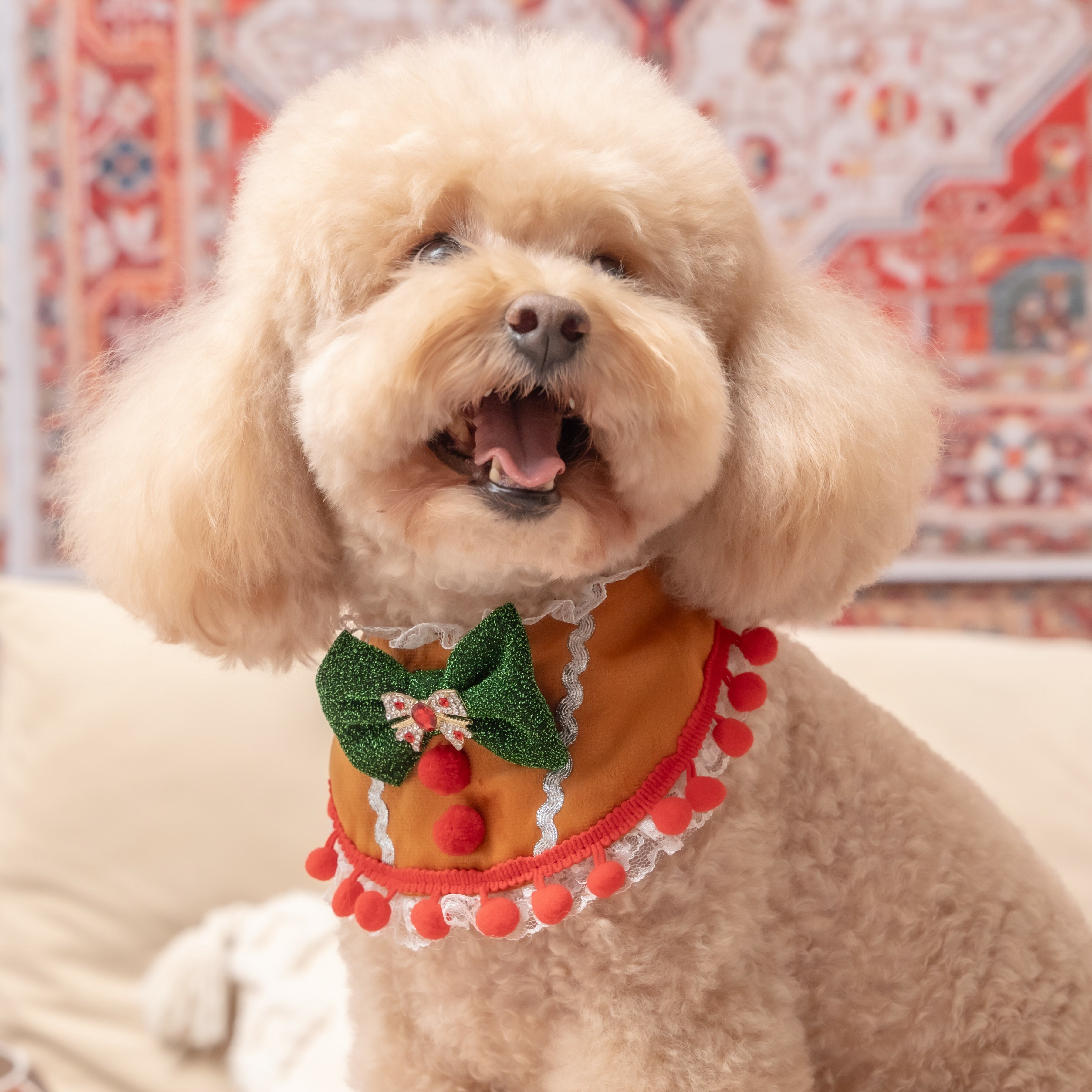 Gingerbread Lace Collar with Pom Pom
