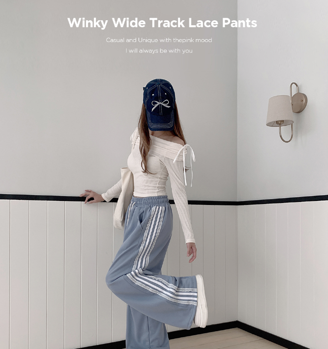 春季預訂｜蕾絲LINE綁帶寬褲