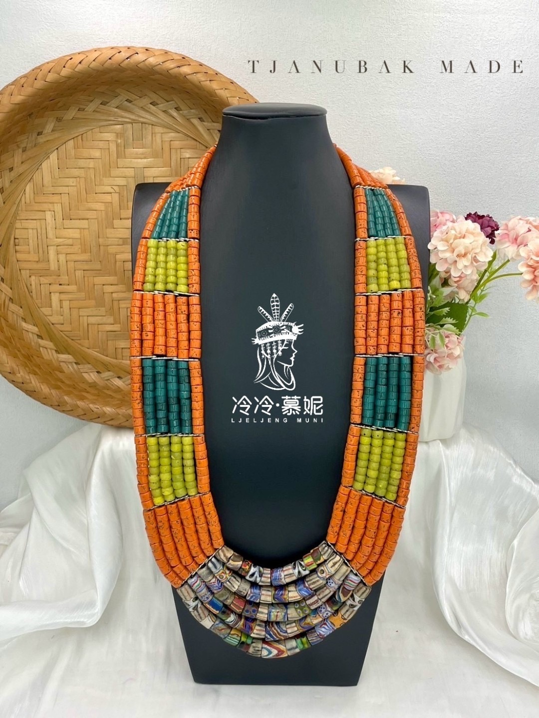 No.63傳統花珠複串長鍊82cm