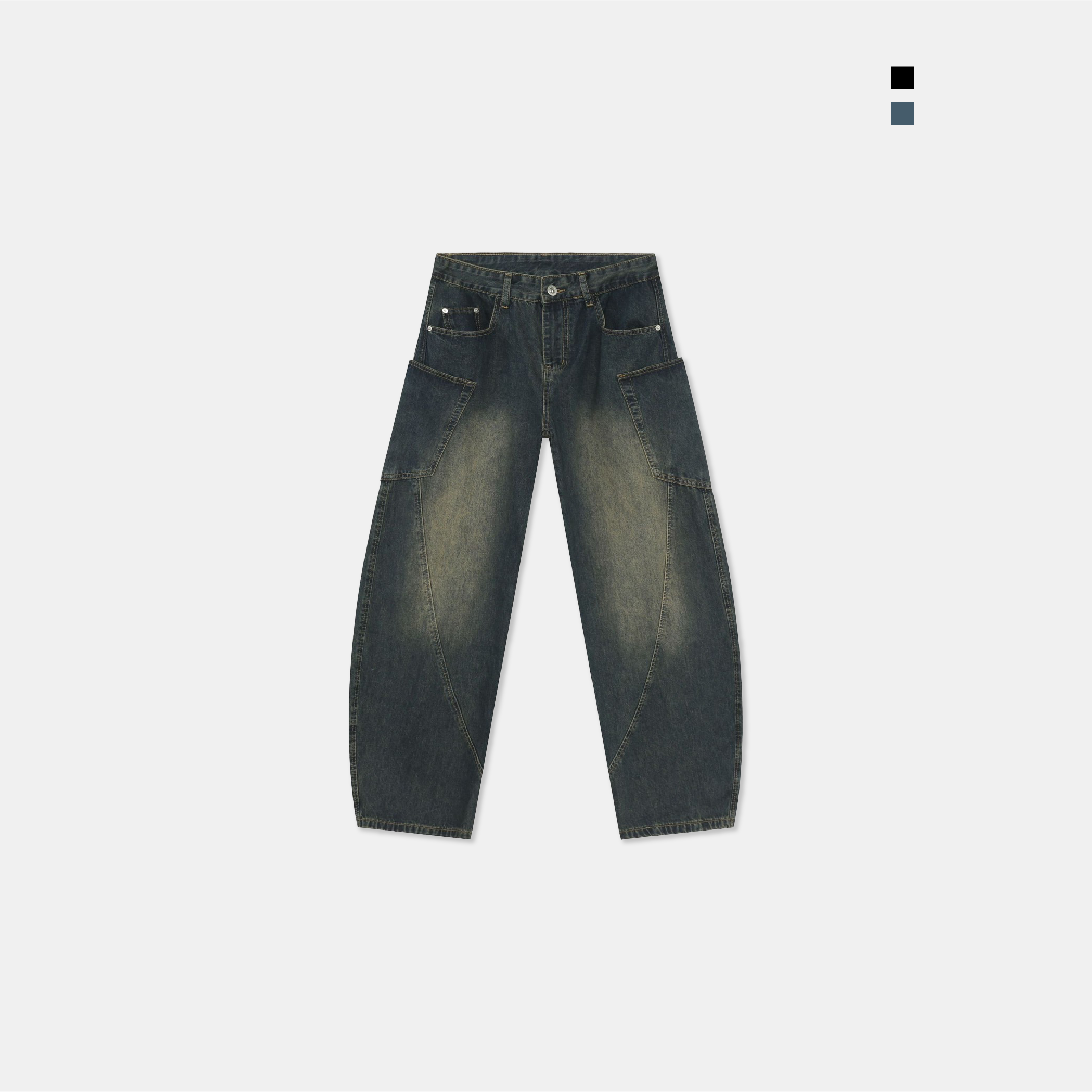 ACR 側口袋 淤泥 刷色 彎刀 牛仔褲