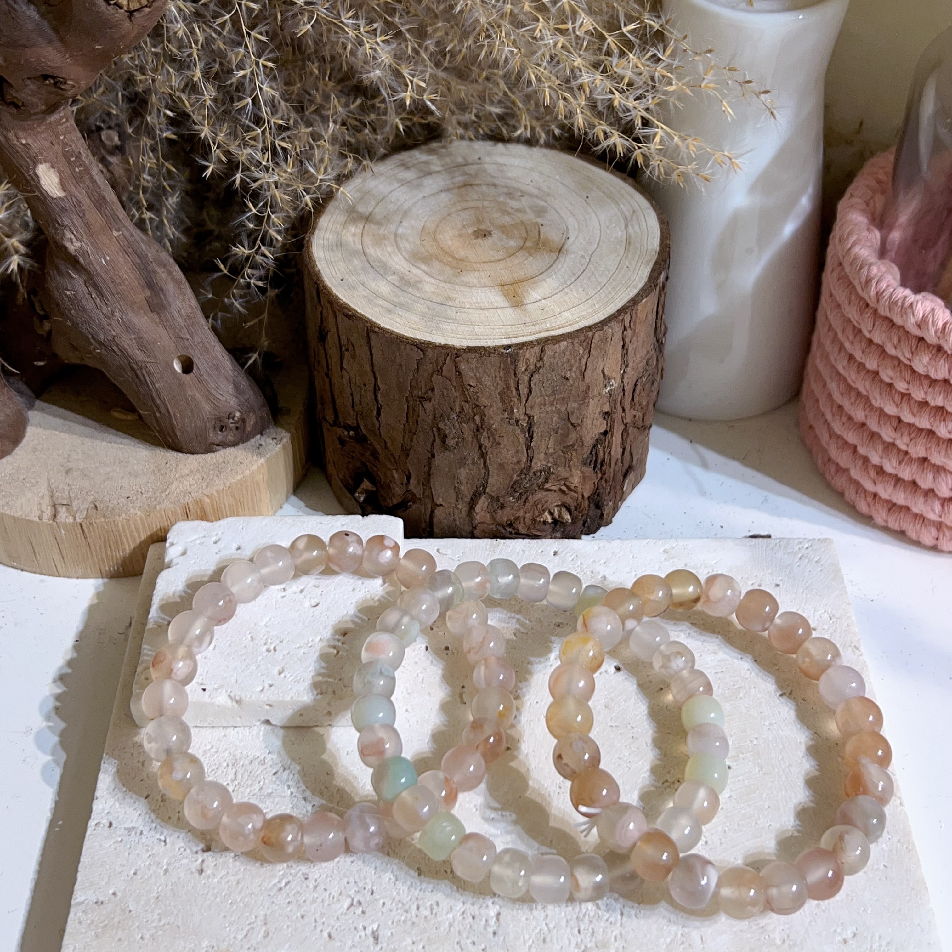 櫻花瑪瑙老型珠手串 8+mm