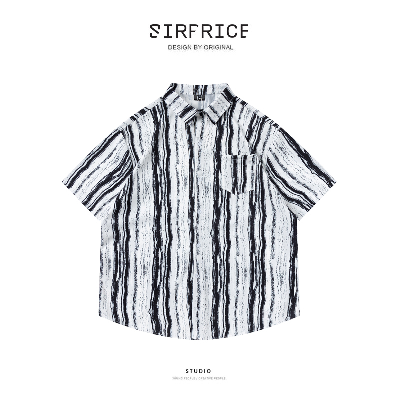 條紋襯衫 波浪設計 街頭潮男