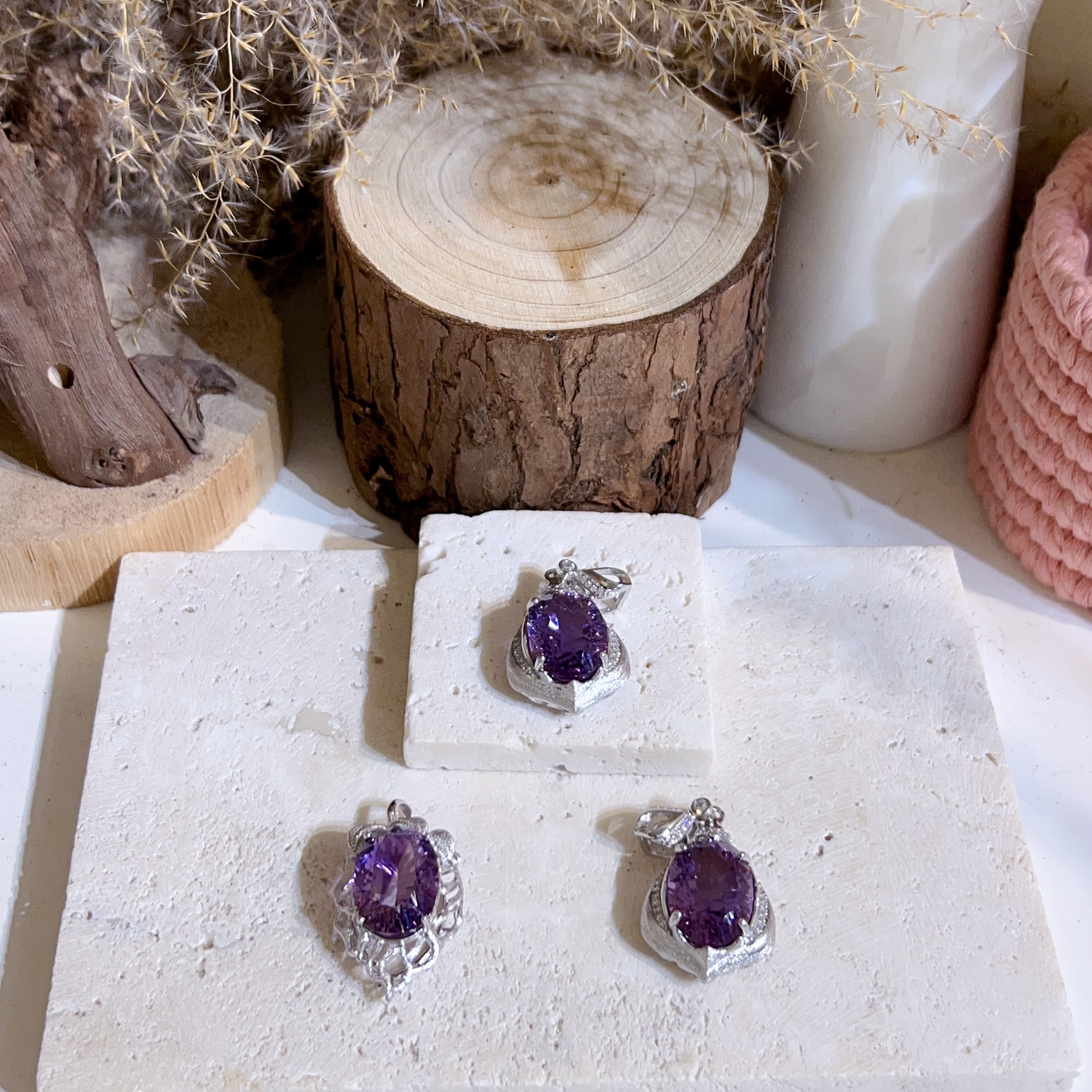 純銀千壐切紫水晶吊墜