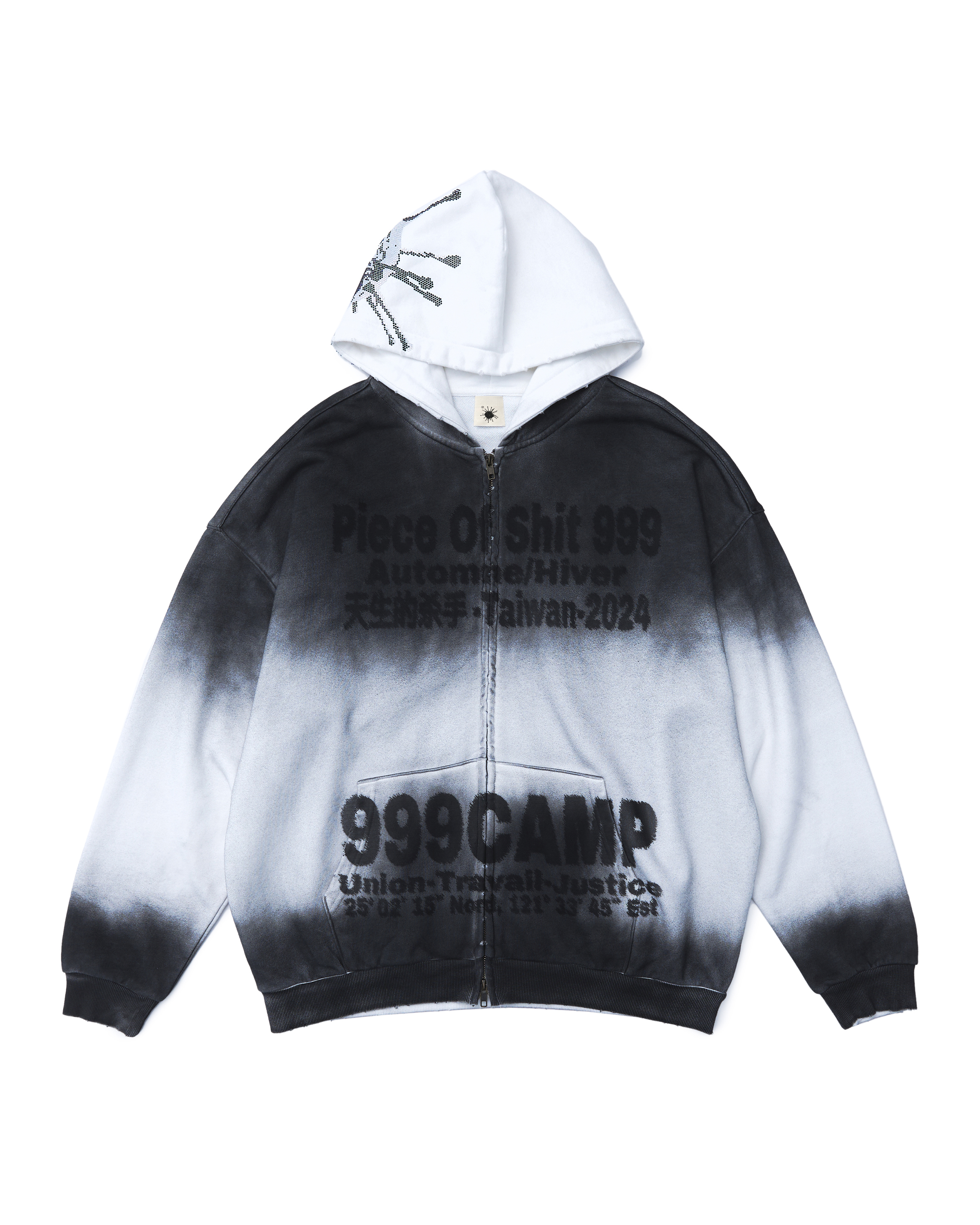 VIRUSWORLD x PIECE OF SHIT「999CAMP 」手作水鑽拉鍊外套