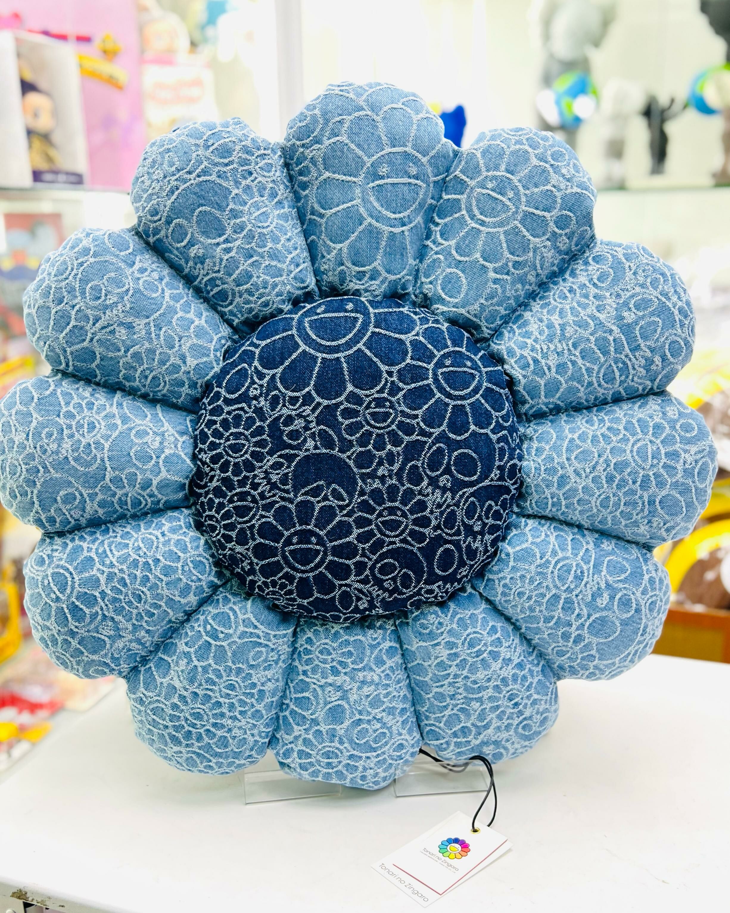 Flower & Skulls Jacquard Demin Flower Cushion (Colour 04)