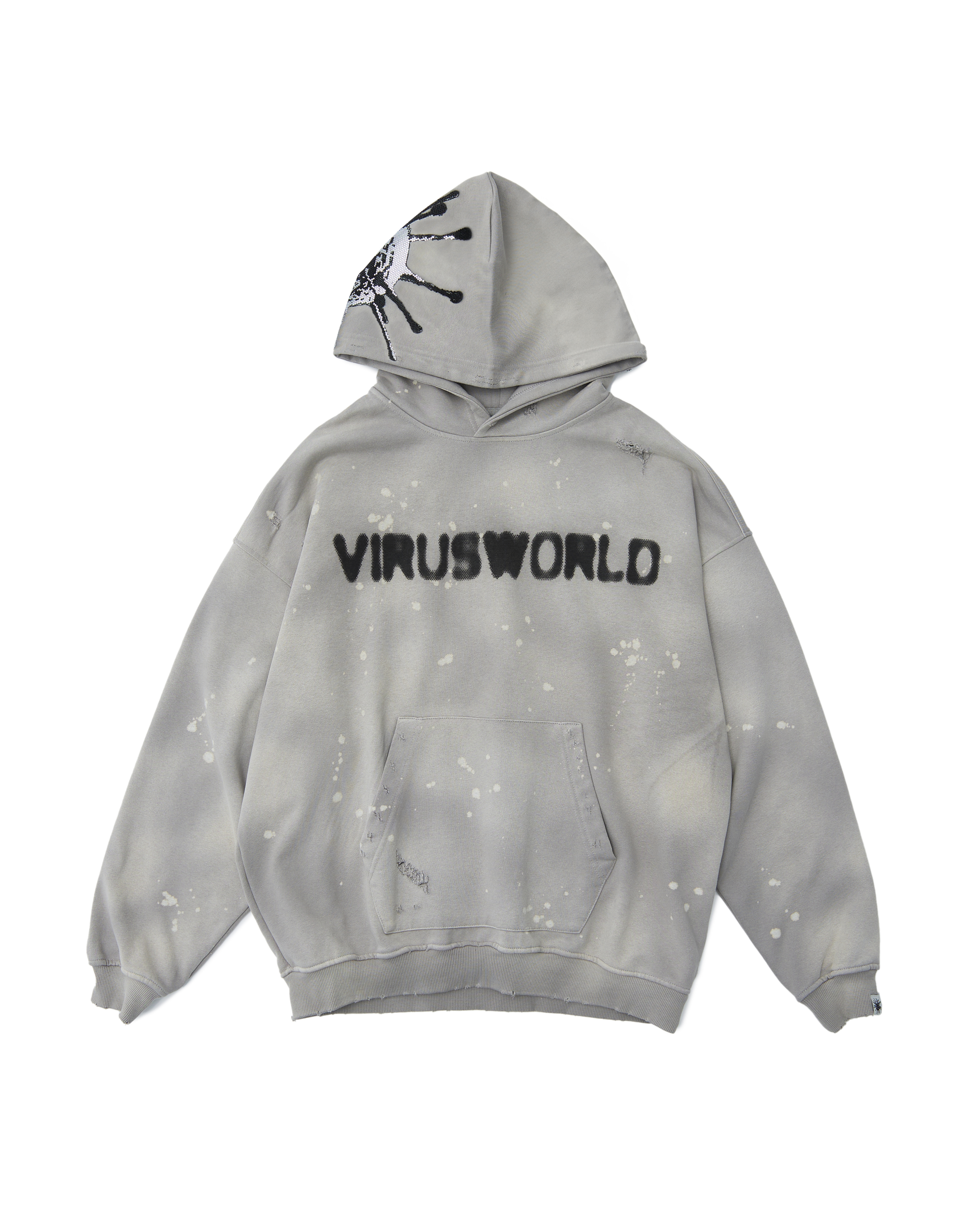 VIRUSWORLD 災害戰損水鑽連帽衛衣