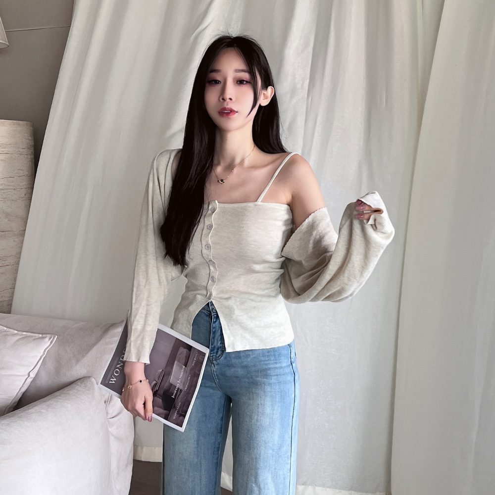 【春日方程式】DOMISS針織排釦小背心+罩衫-2色 (現貨)