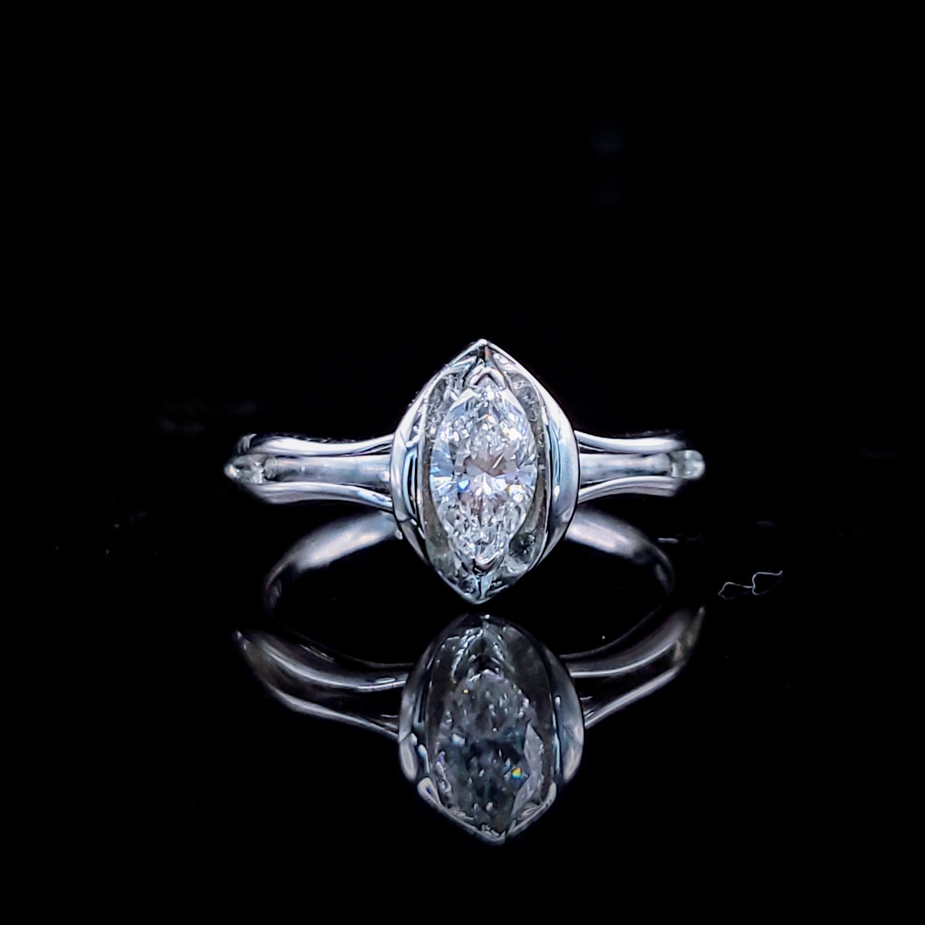 18K White Gold 0.41ct Marquise Cut Diamond Ring