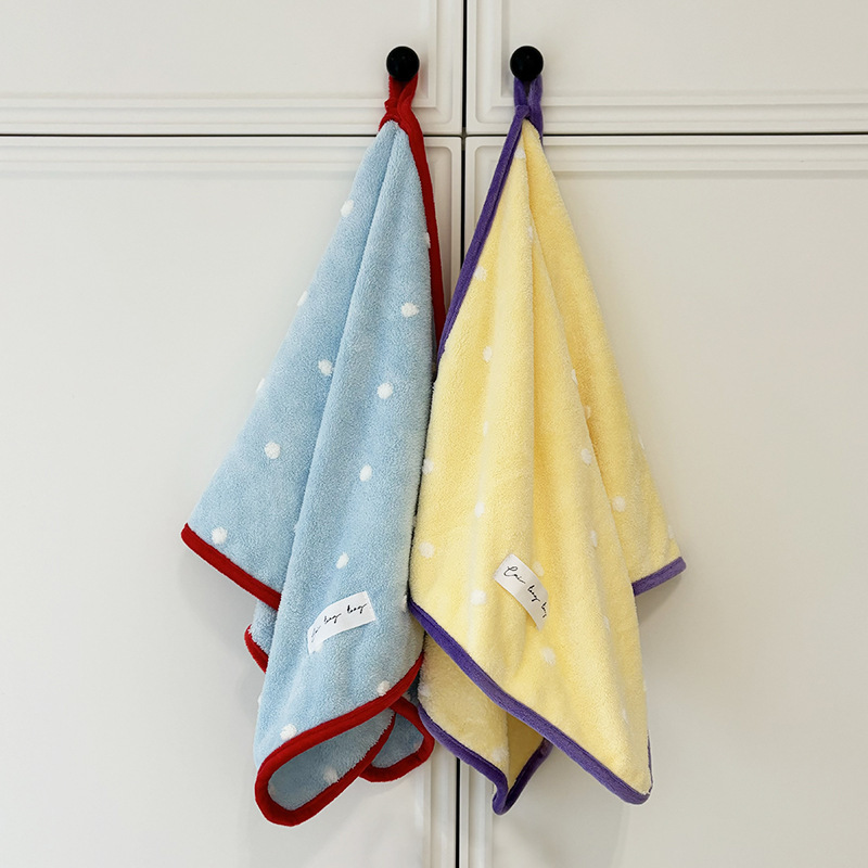 《5707》波點珊瑚絨撞色毛巾/浴巾