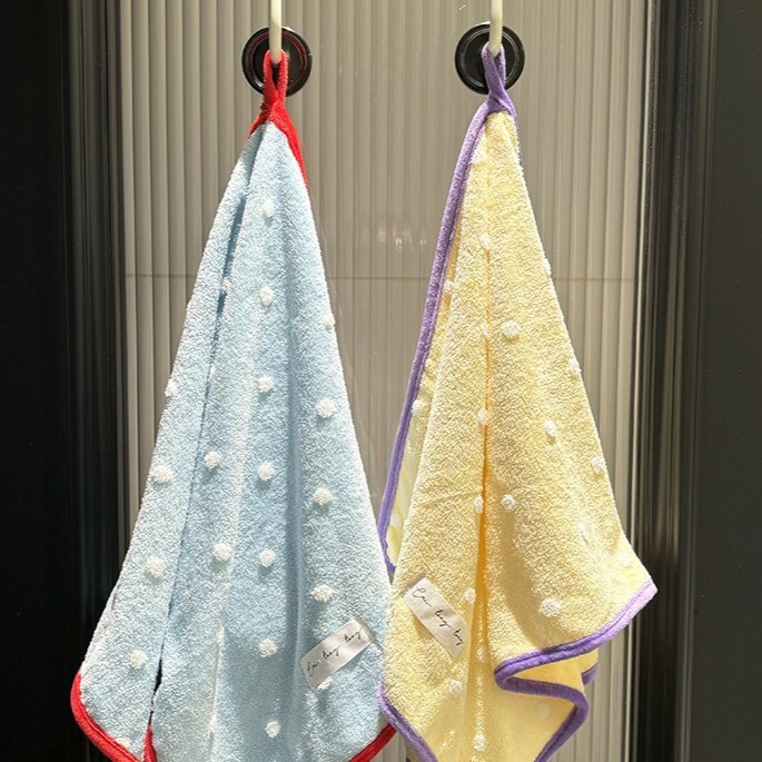 《5707》波點珊瑚絨撞色毛巾/浴巾