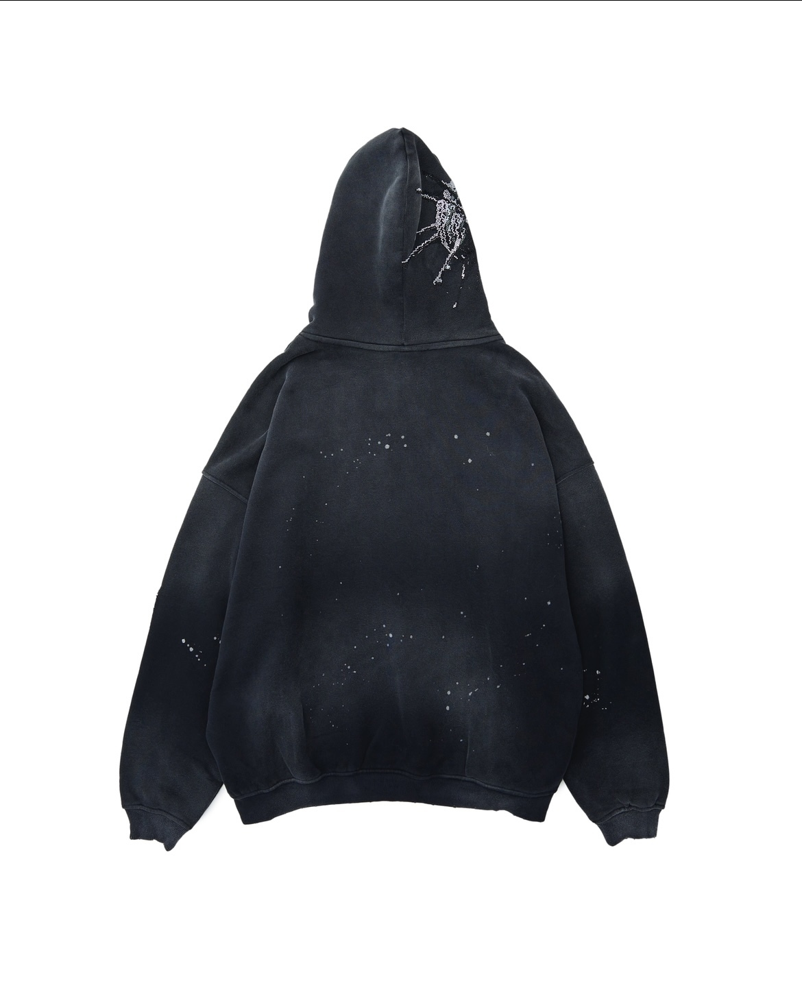 VIRUSWORLD 災害戰損水鑽連帽衛衣-黑