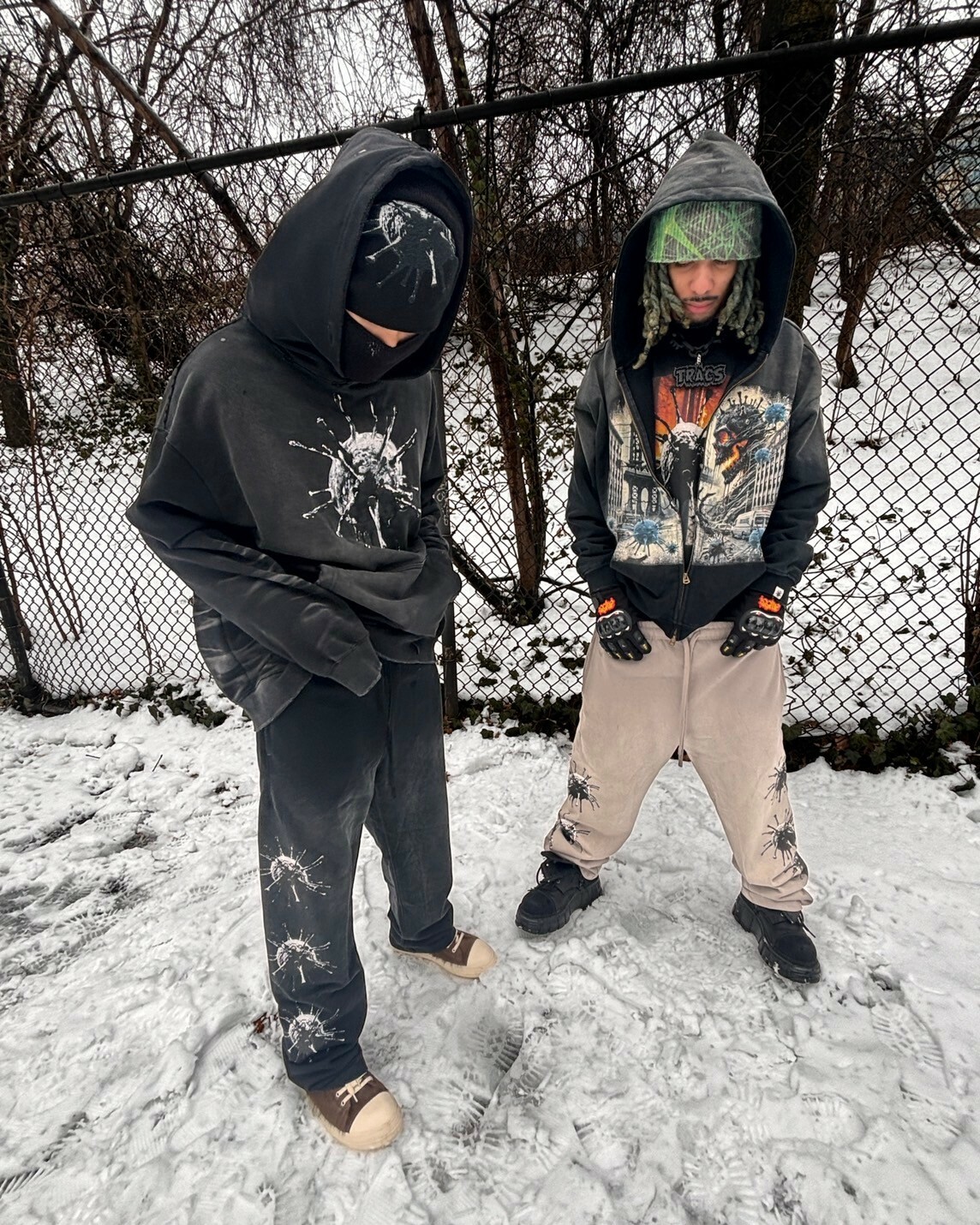 VIRUSWORLD 災害戰損棉褲-黑