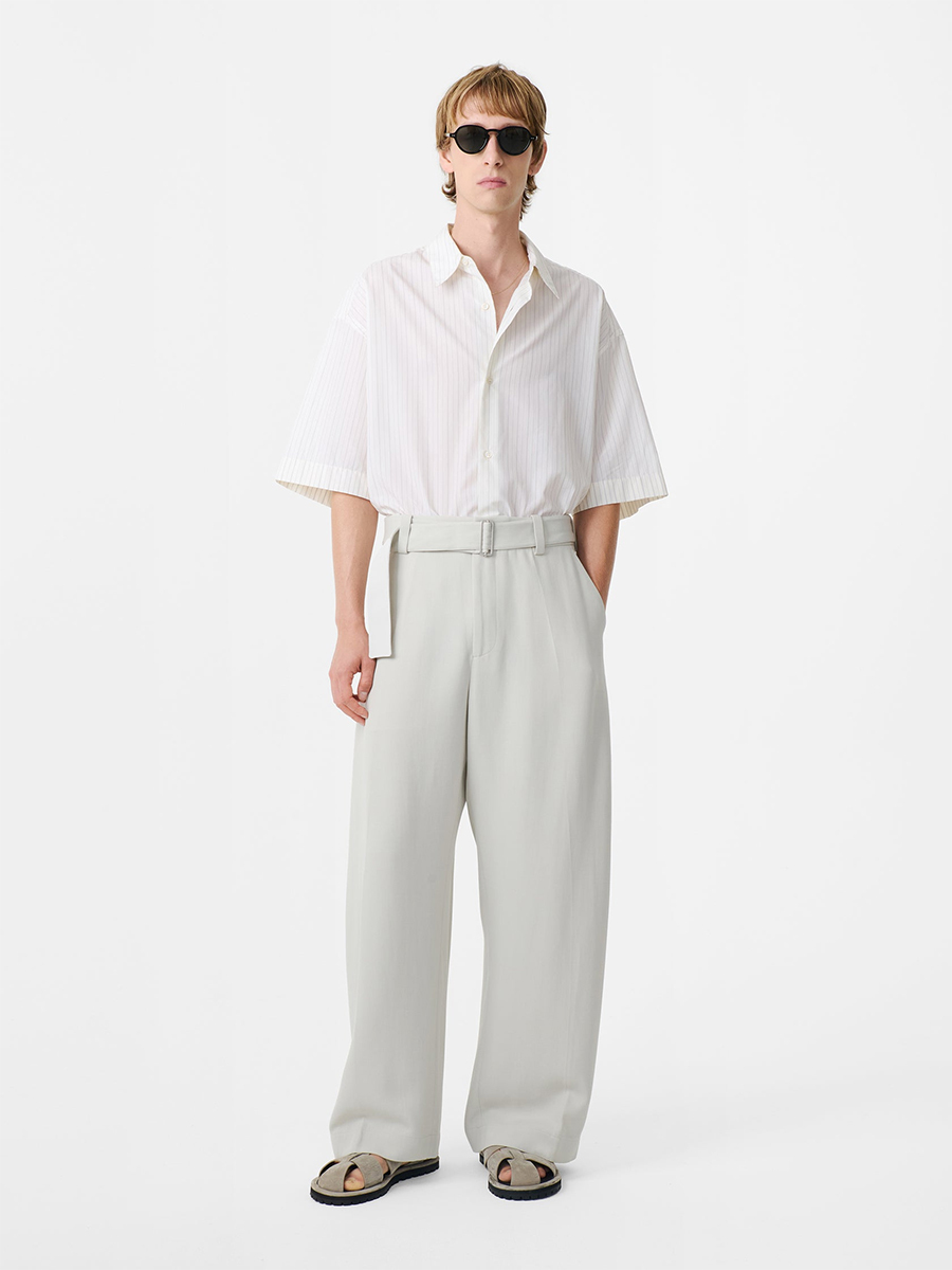 パンツ Studio Nicholson Belted Round Leg Pant Almond Doring Belted Round Leg Pant - Studio Nicholson