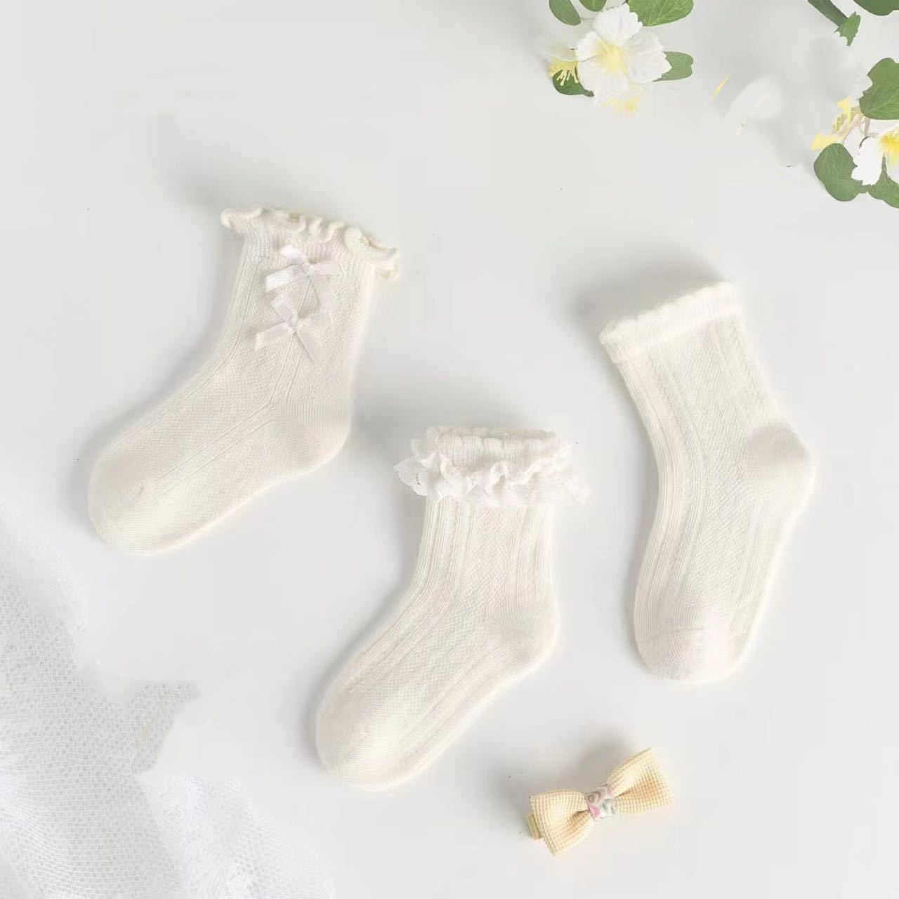 BYB02SS27WE 蝴蝶結公主組合襪(3pcs)