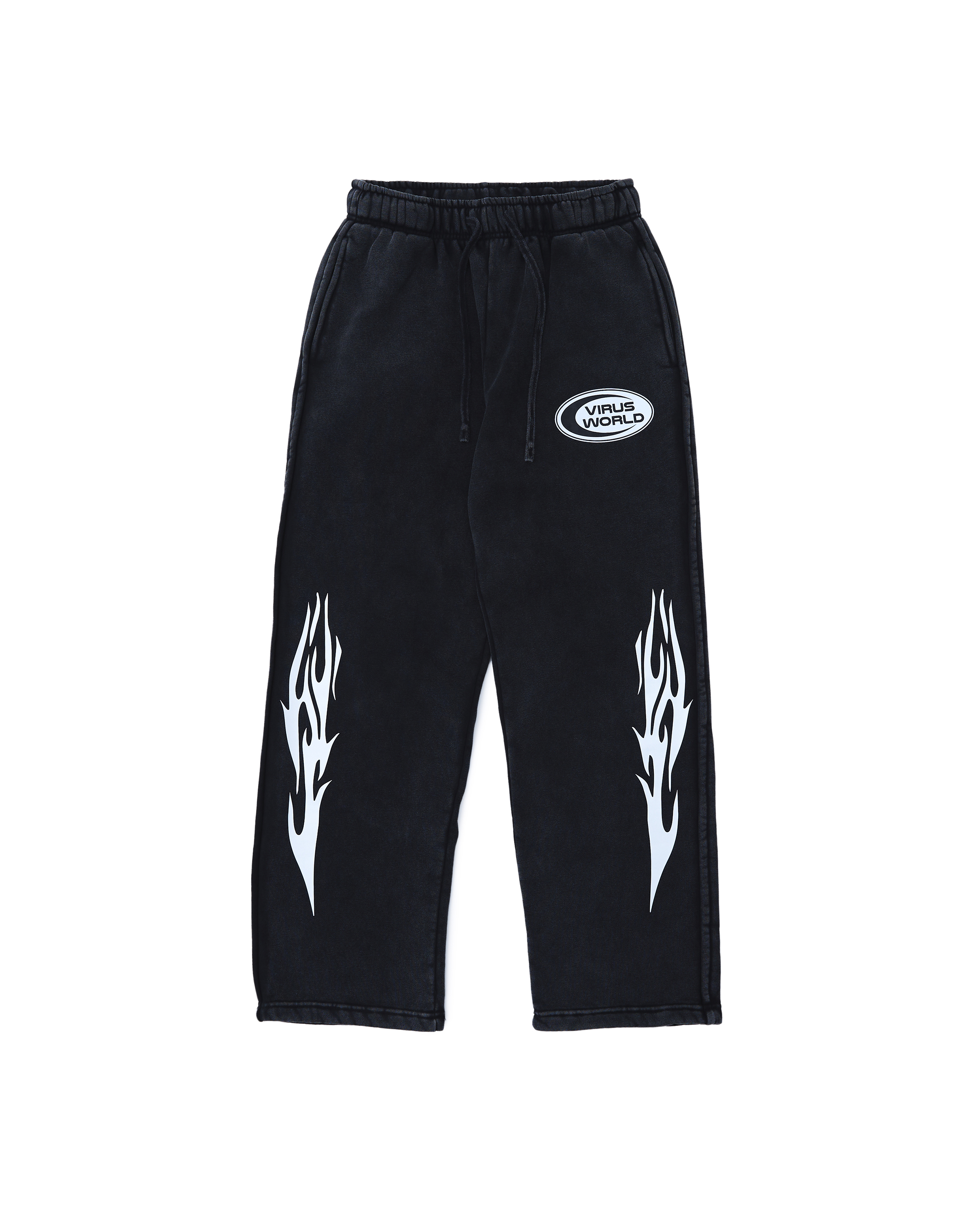 VIRUSWORLD 競速火焰寬版棉褲