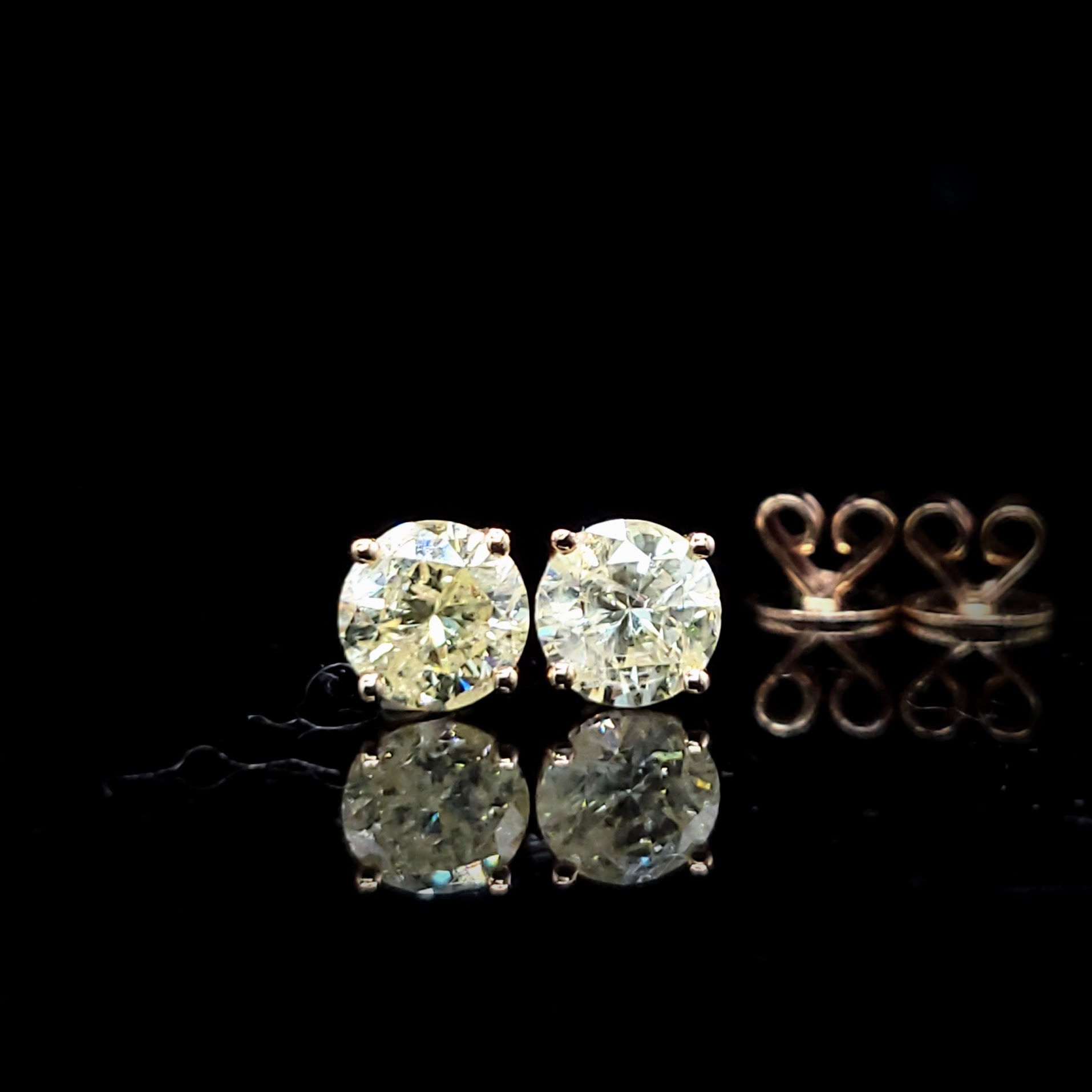 全新18K玫瑰金【主石1卡36份鑽石】4爪耳環