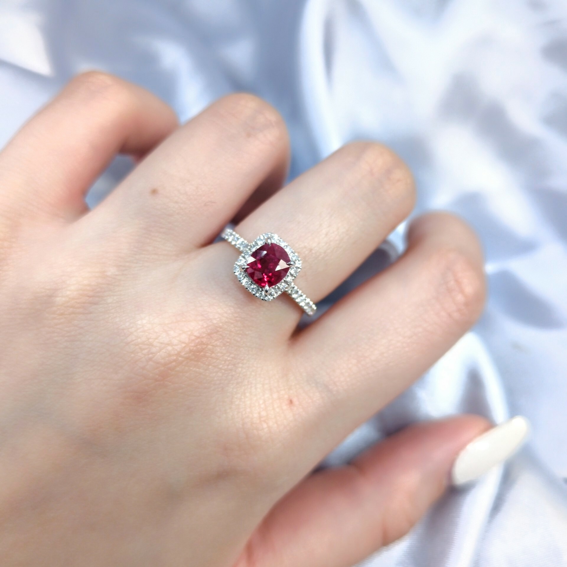 18K White Gold 1.07ct Ruby and Diamond Ring
