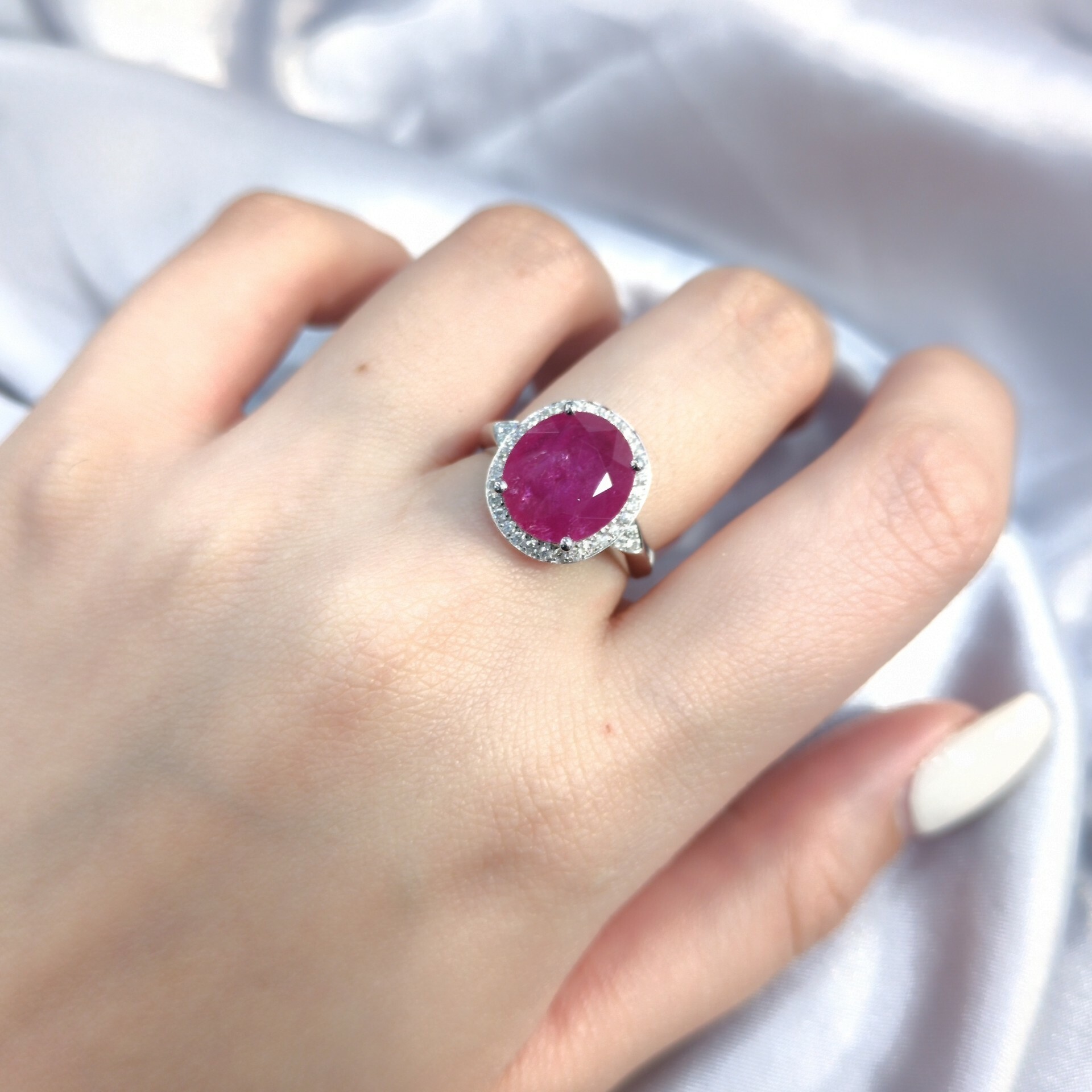 18K White Gold 3.82ct Ruby and Diamond Ring