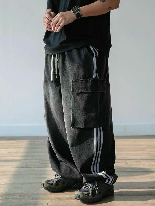 洗水三間工裝鬆身牛仔褲 P3048