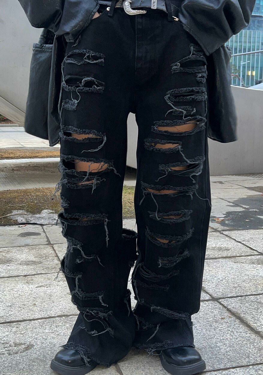 破洞鬆身牛仔褲 LIL-041P