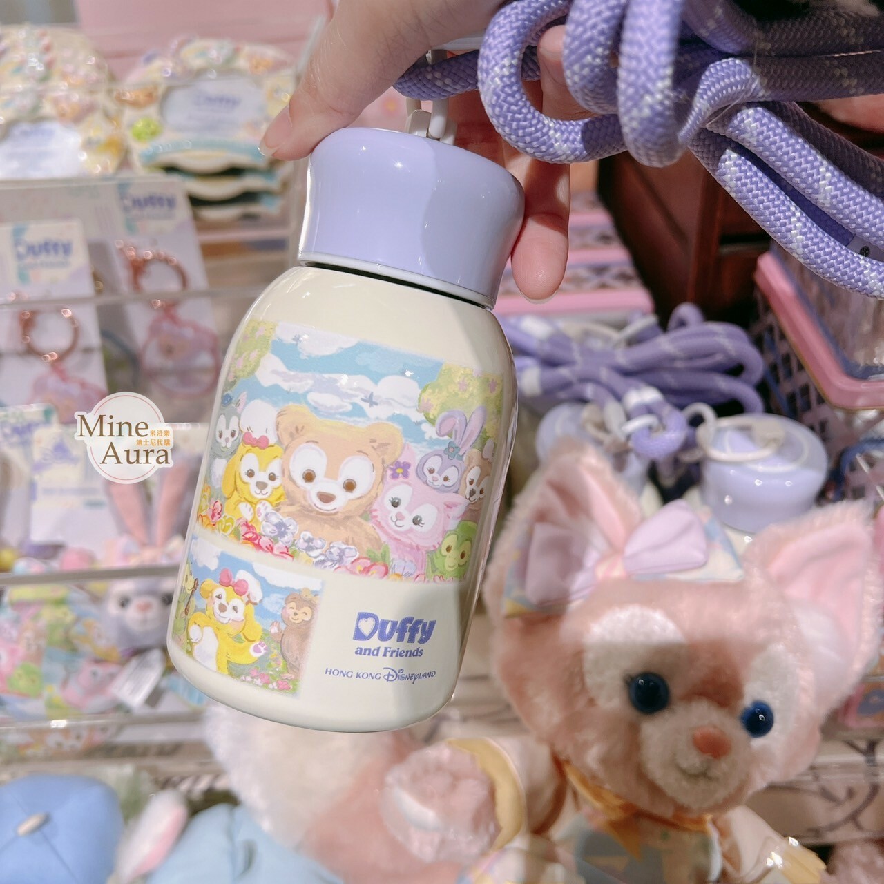 達菲 Duffy 與好友們 快樂相傳 smiles go around 圖案 附掛繩 隨身 水壺 -香港迪士尼樂園