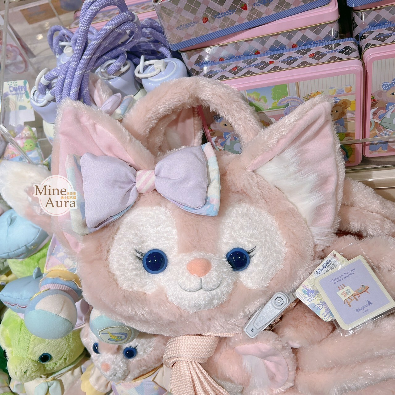 達菲 Duffy 與好友們 快樂相傳 smiles go around 玲娜貝兒 Lina bell 大頭 絨毛 2way 手提包 斜背包 兩用 -香港迪士尼樂園