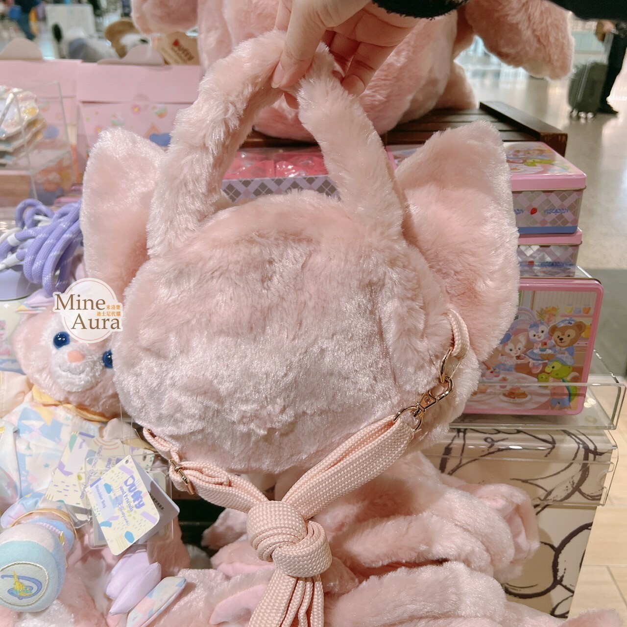 達菲 Duffy 與好友們 快樂相傳 smiles go around 玲娜貝兒 Lina bell 大頭 絨毛 2way 手提包 斜背包 兩用 -香港迪士尼樂園