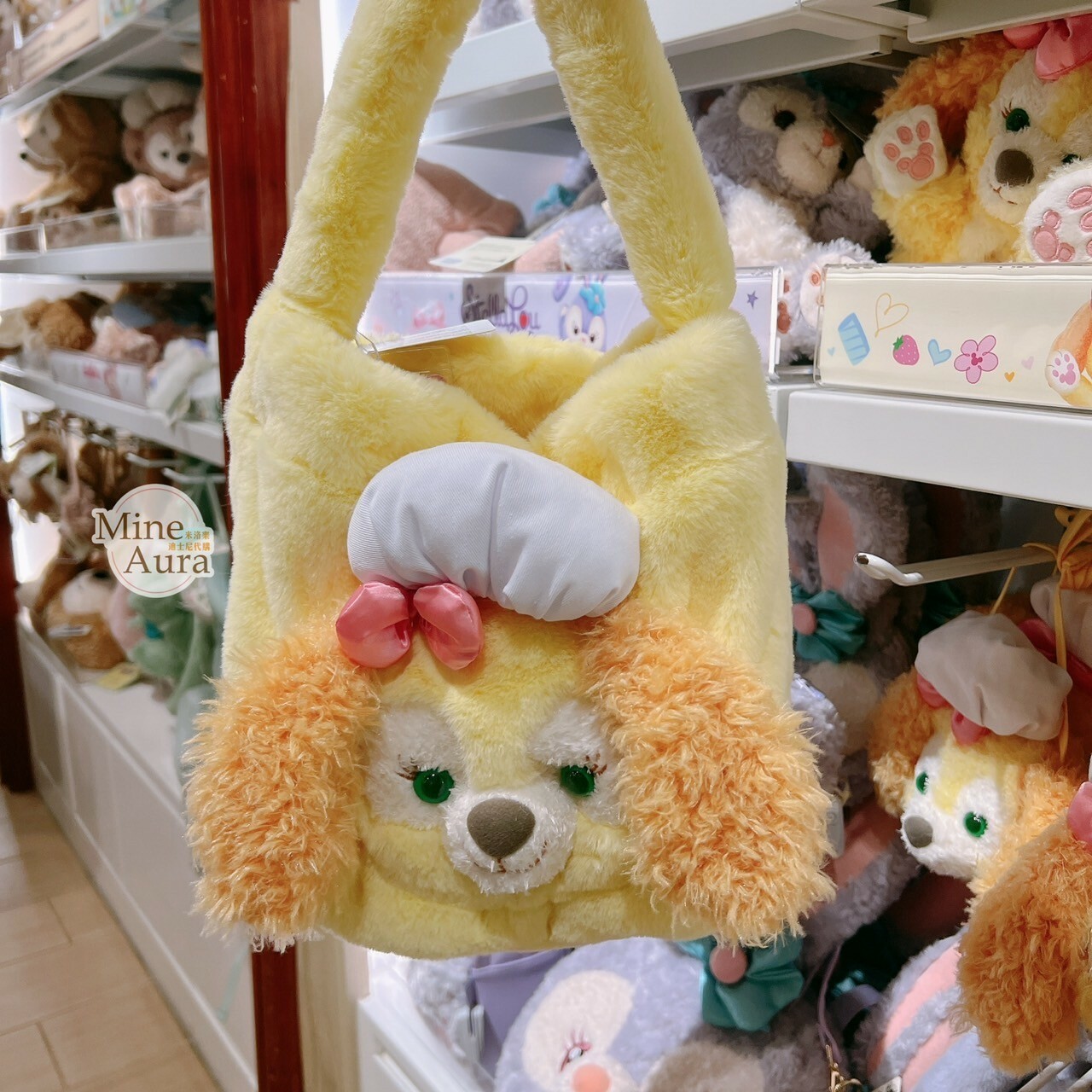 可琦安 餅乾 CookieAnn 大頭圖案 絨毛 束口 造型 毛毛 手提包 -香港迪士尼樂園