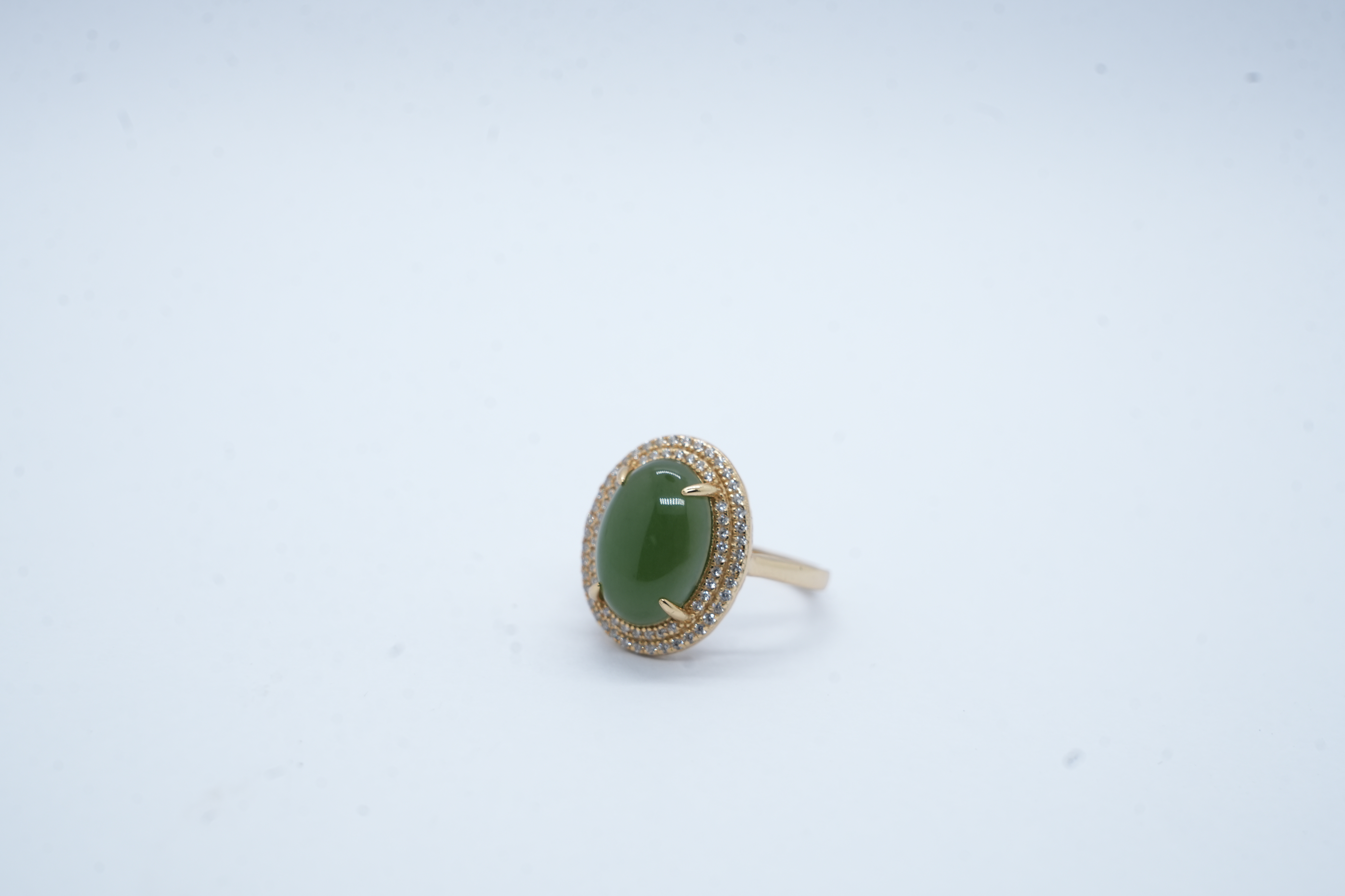 J5 - 天然碧玉蛋面戒指S925鑲18k金