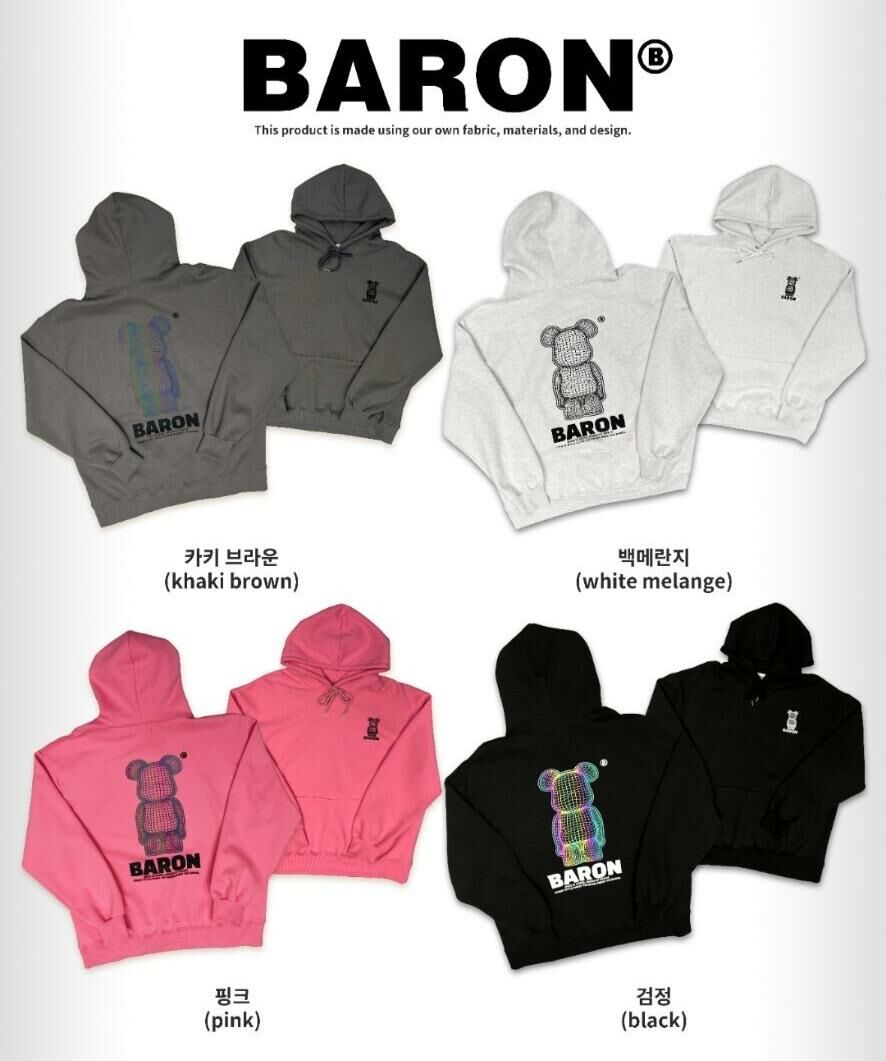 熊仔圖案英文字連帽衛衣 BARON-141T