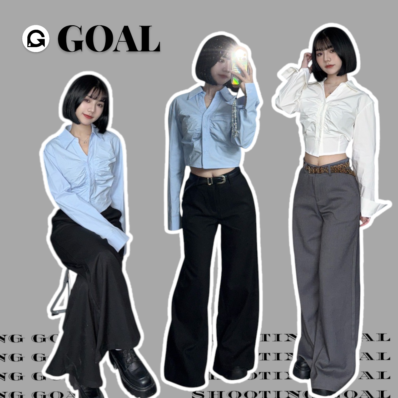 (GOAL) Z2 8156 高腰顯瘦寬鬆 西裝褲