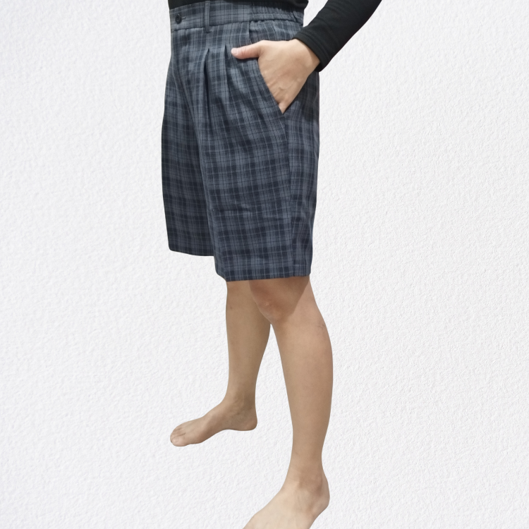 甄褲｜半鬆緊短褲｜高腰直筒・打摺設計・彈性舒適（30~43 吋）