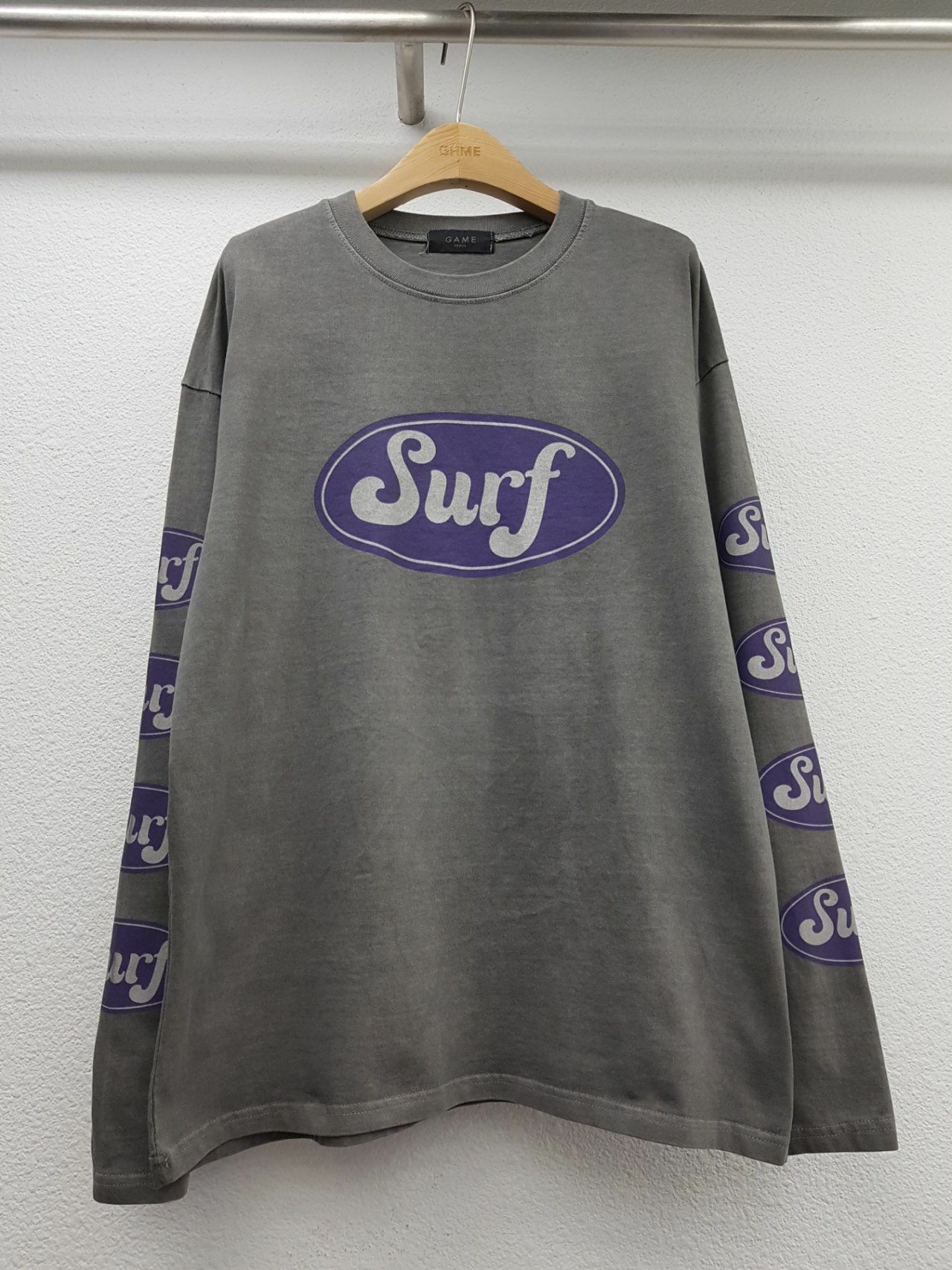 洗水英文字長袖衫 GAME-064T