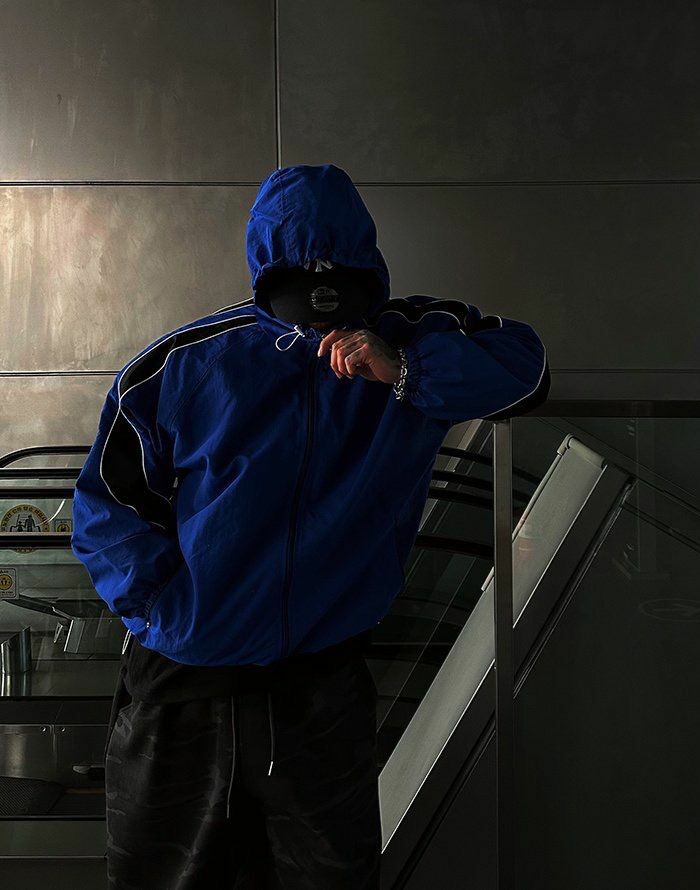 拼色連帽拉鍊外套 Not-030JK