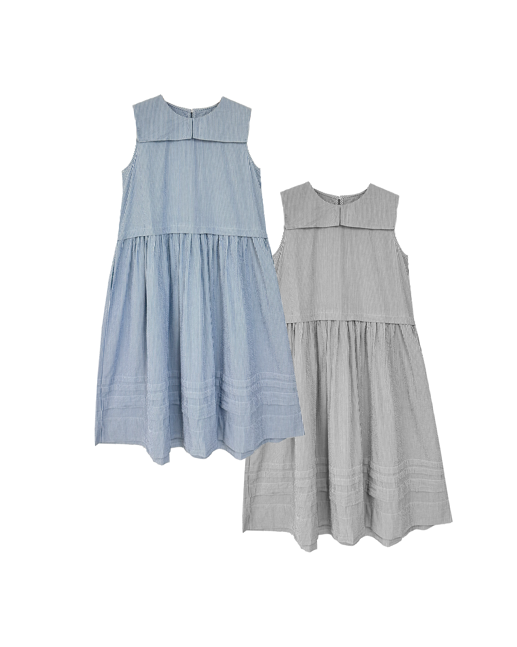 方形翻領直條背心Onepiece