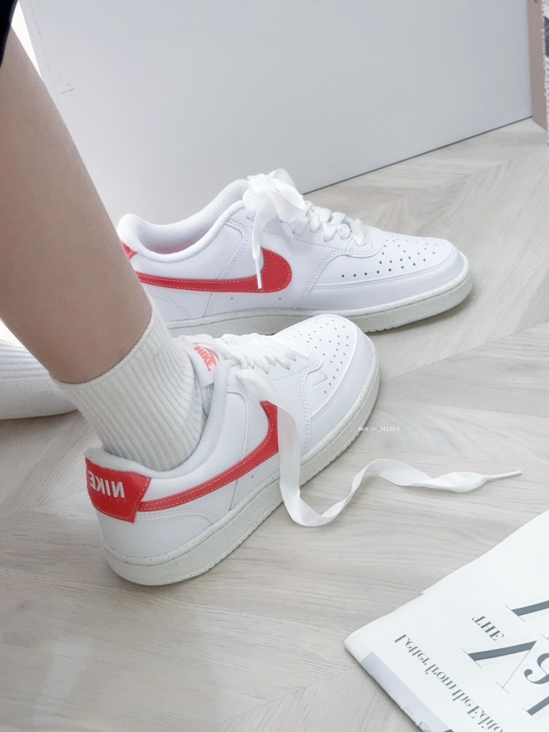 NIKE COURT VISION 桃紅 緞帶 HV5246-100