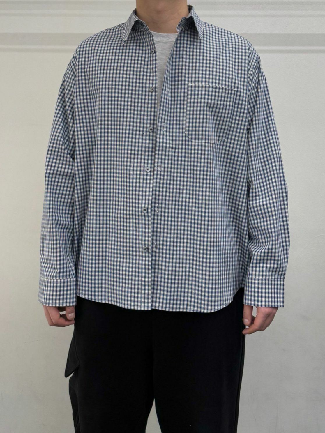 格仔長袖恤衫 WELL DONE-120S