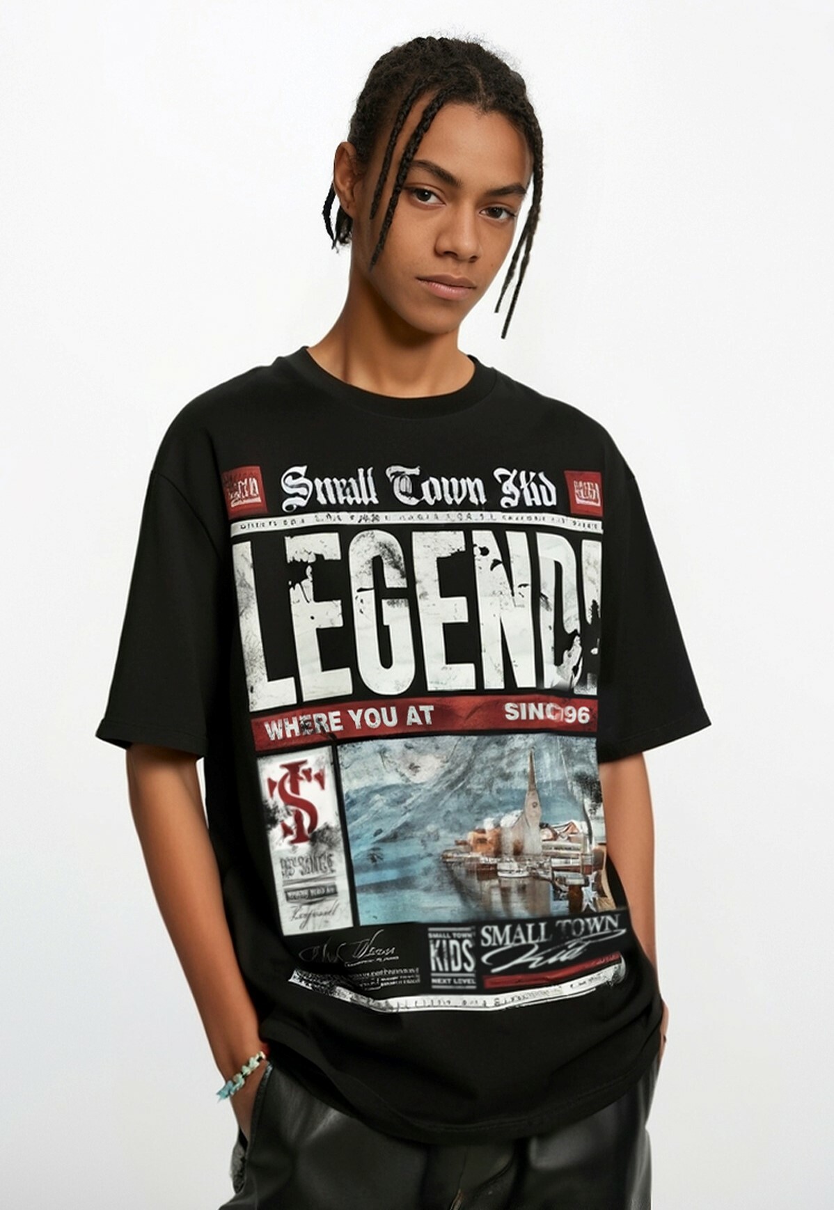 STK SmallTownKid 做舊報紙印花 短袖 T恤