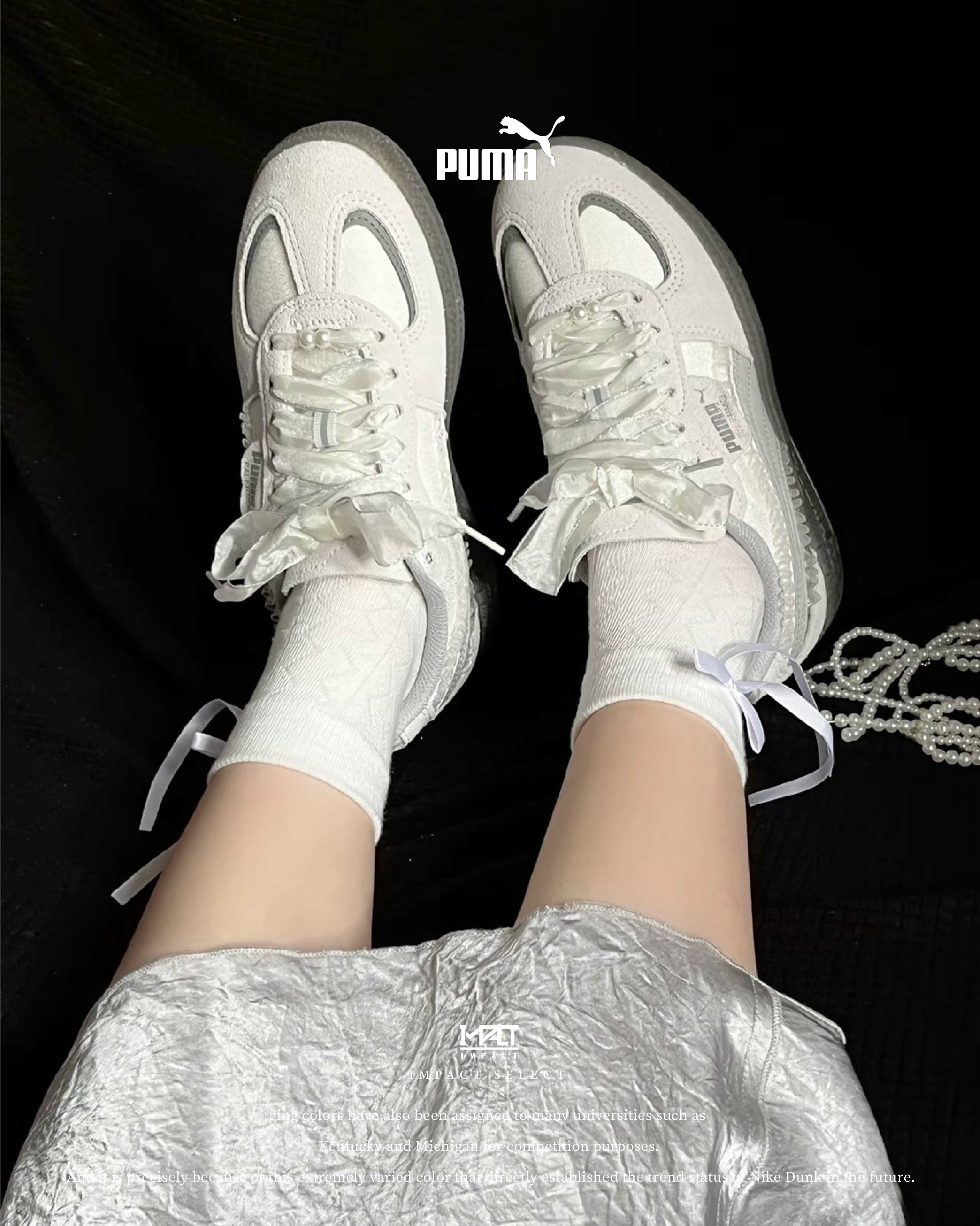 PUMA PALERMO 淺灰 麂皮 蕾絲珍珠 復古德訓鞋 女鞋 401286-01