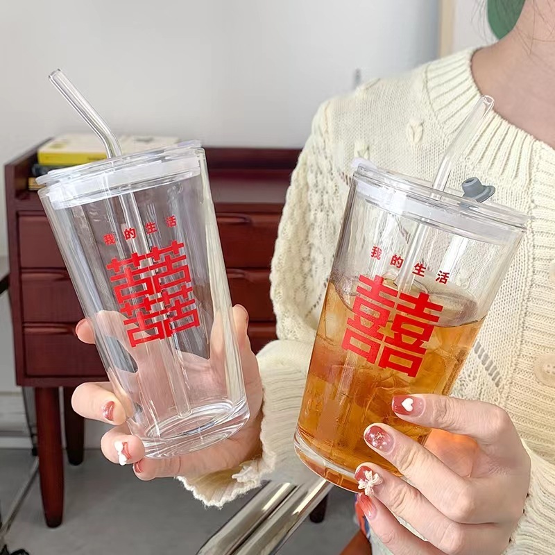 《5709》我的生活玻璃吸管杯 500ml