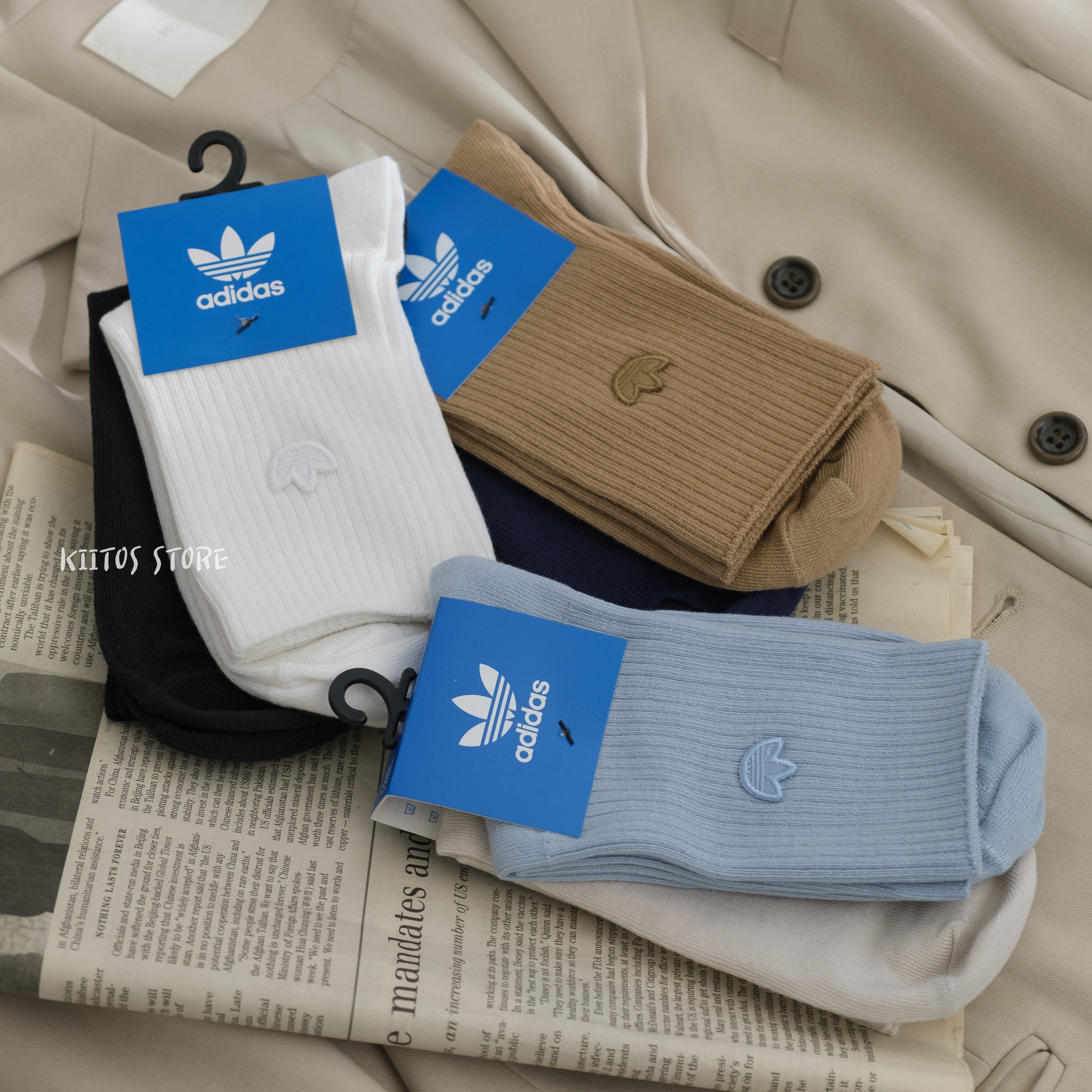 Adidas Premium Essentials Crew Socks 小立體 Logo 中筒襪 兩雙一組