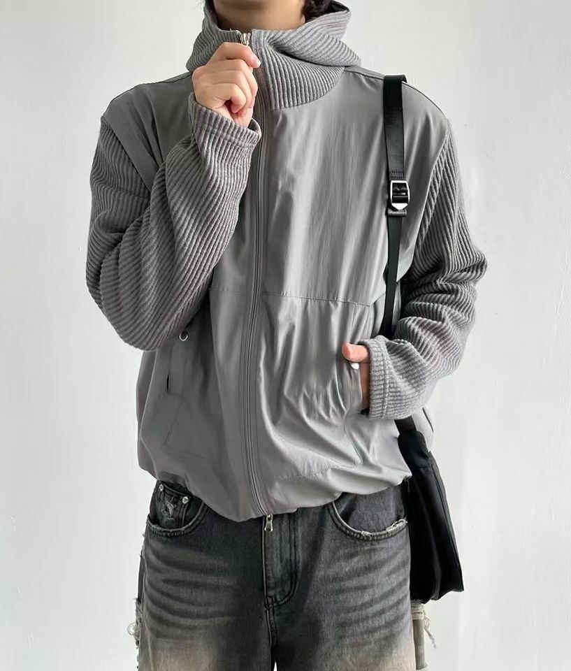 拼布連帽拉鍊外套 GARMENTS-022JK