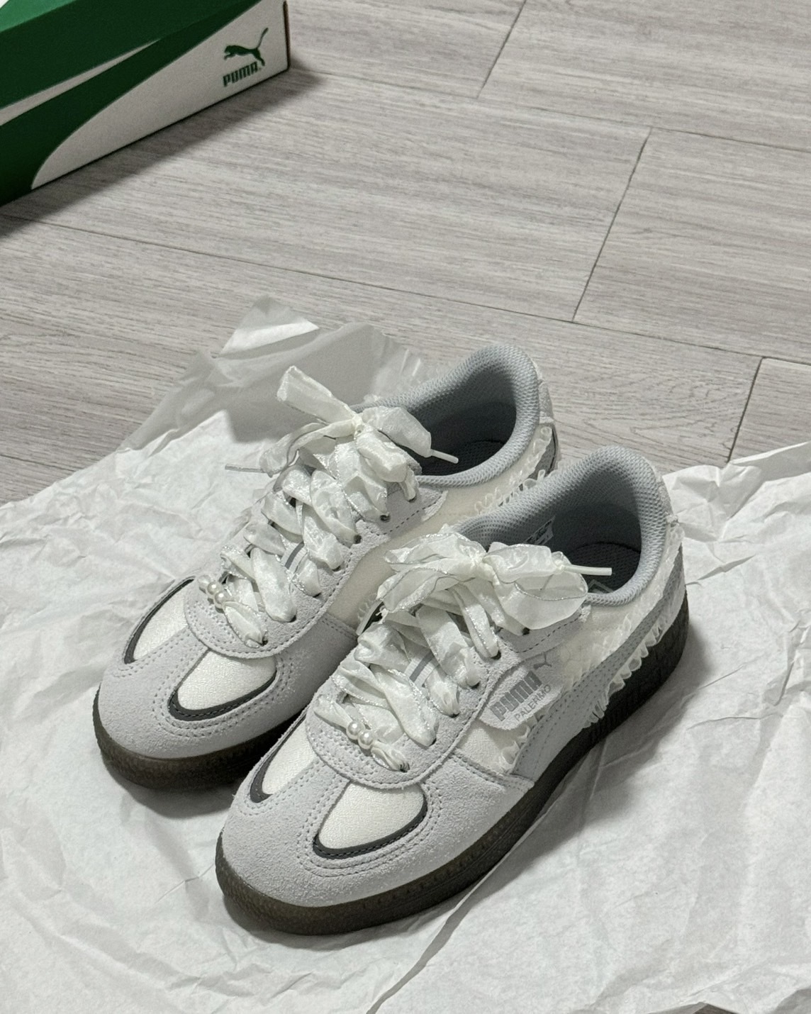 PUMA PALERMO 蕾絲花邊 麂皮迷霧灰 401286-01