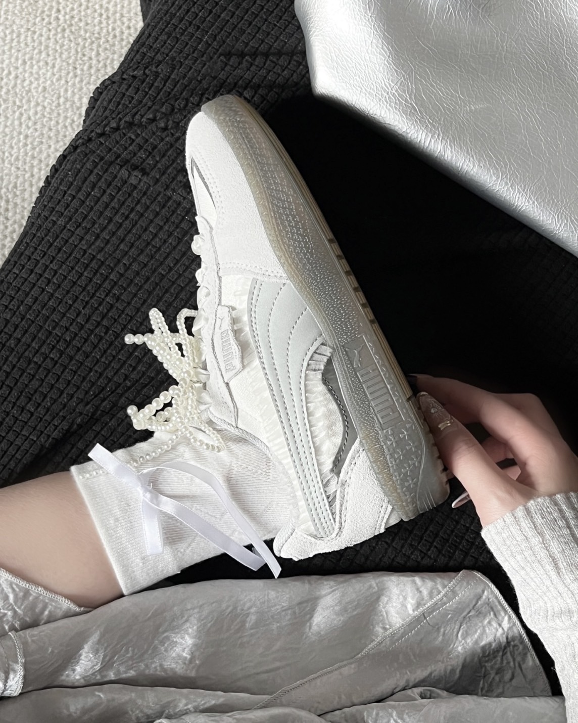 PUMA PALERMO 蕾絲花邊 麂皮迷霧灰 401286-01