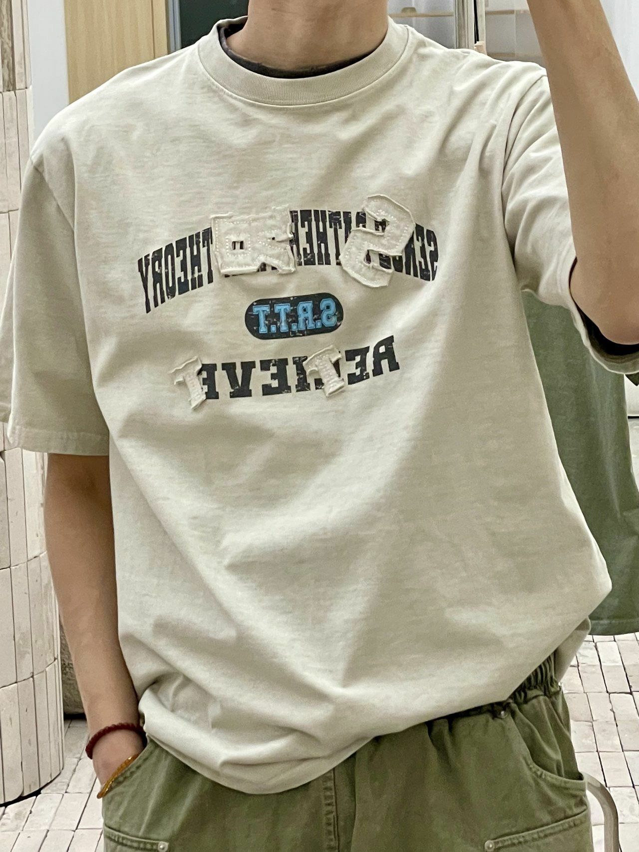 洗水英文字短袖Tee HIGH FIVE-133T