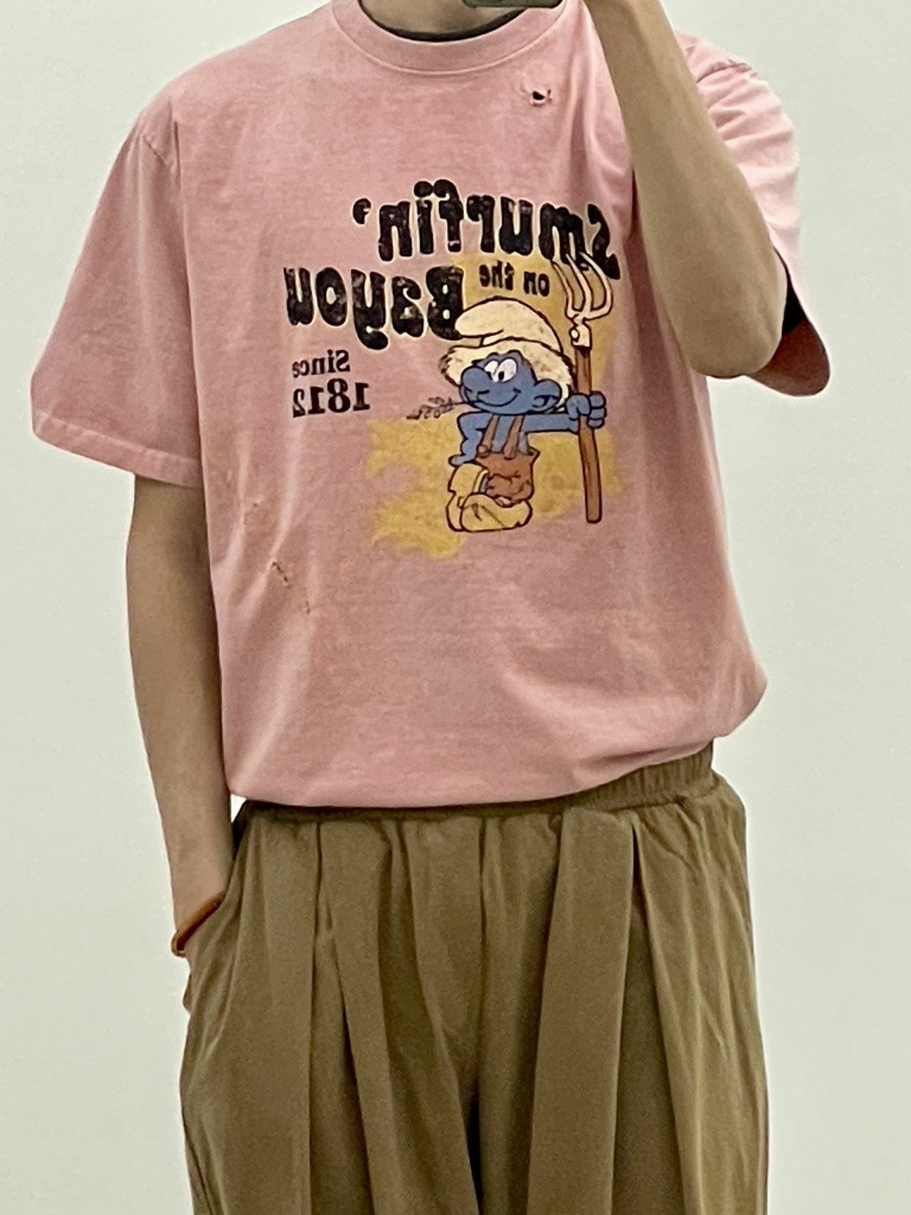 洗水卡通圖案英文字短袖Tee HIGH FIVE-134T