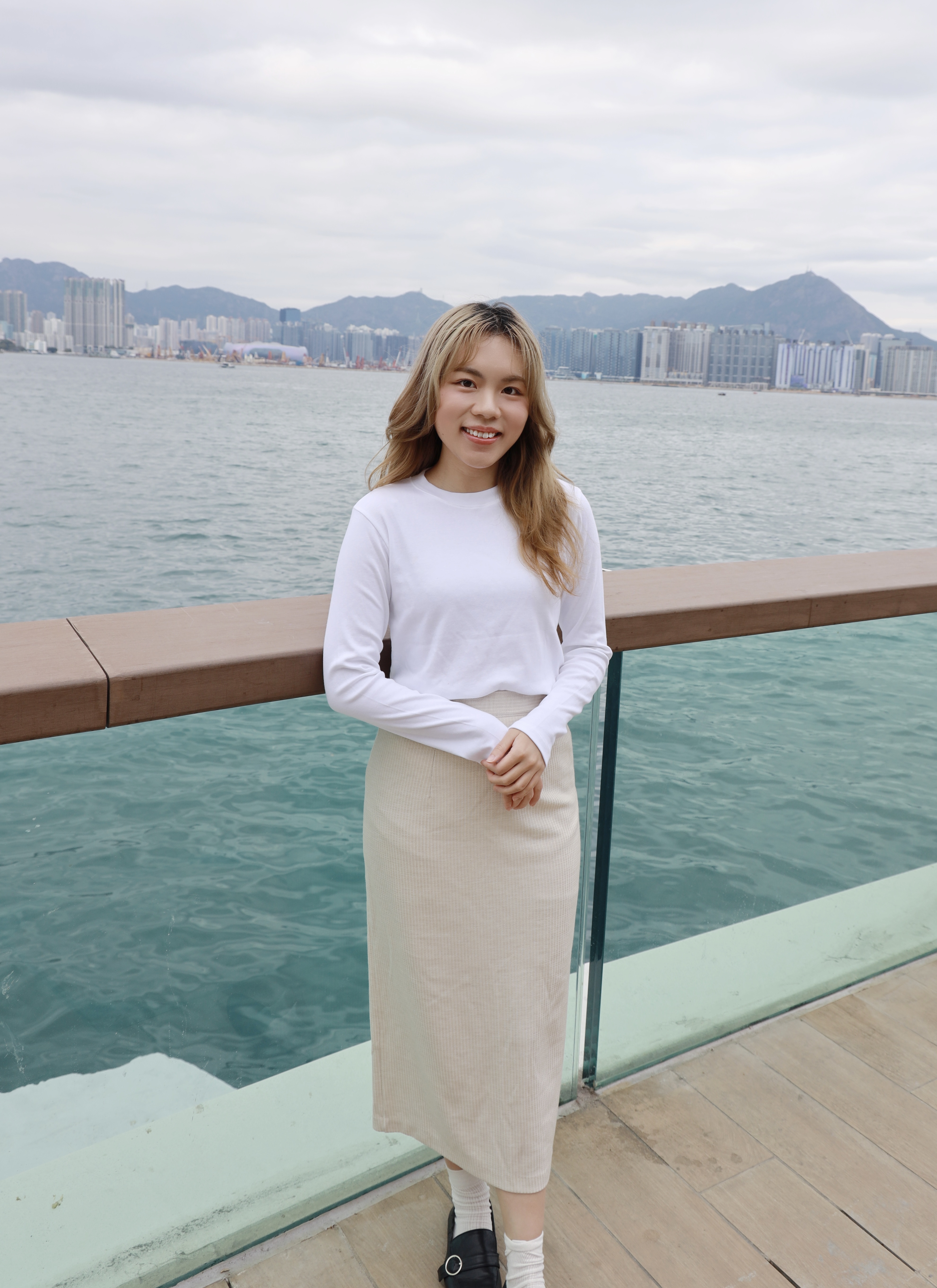 ||SKl249|| 薄直紋優美直A字長裙