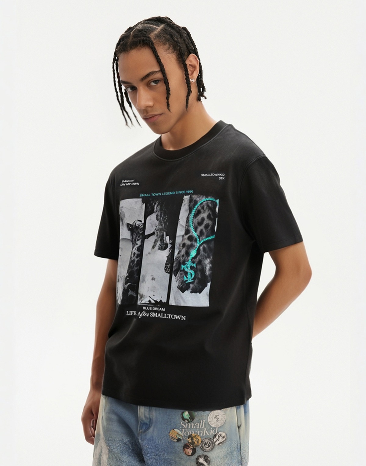 STK SmallTownKid 髒洗 花豹相片   短袖 T恤