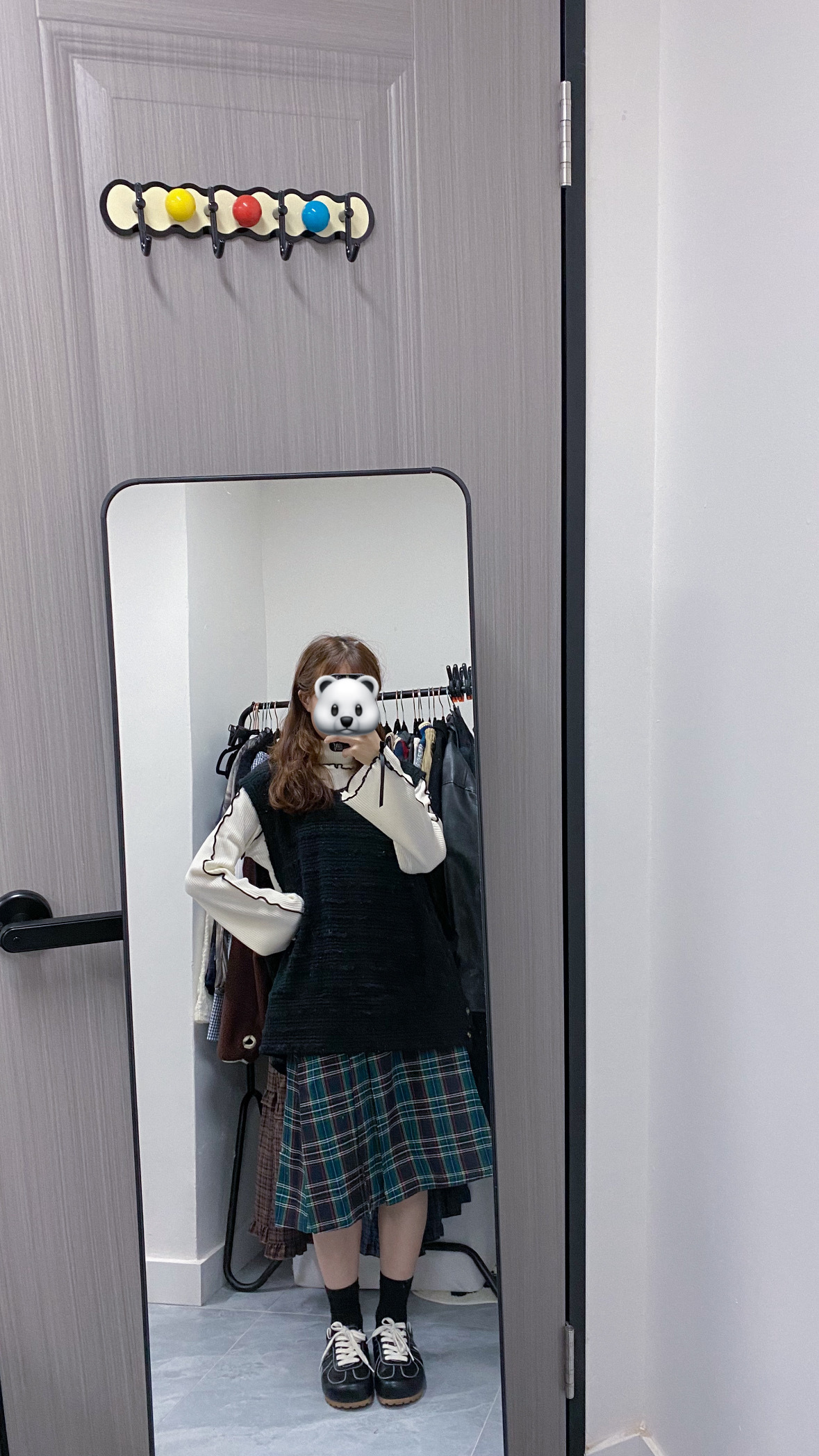 綠色英倫格紋中裙